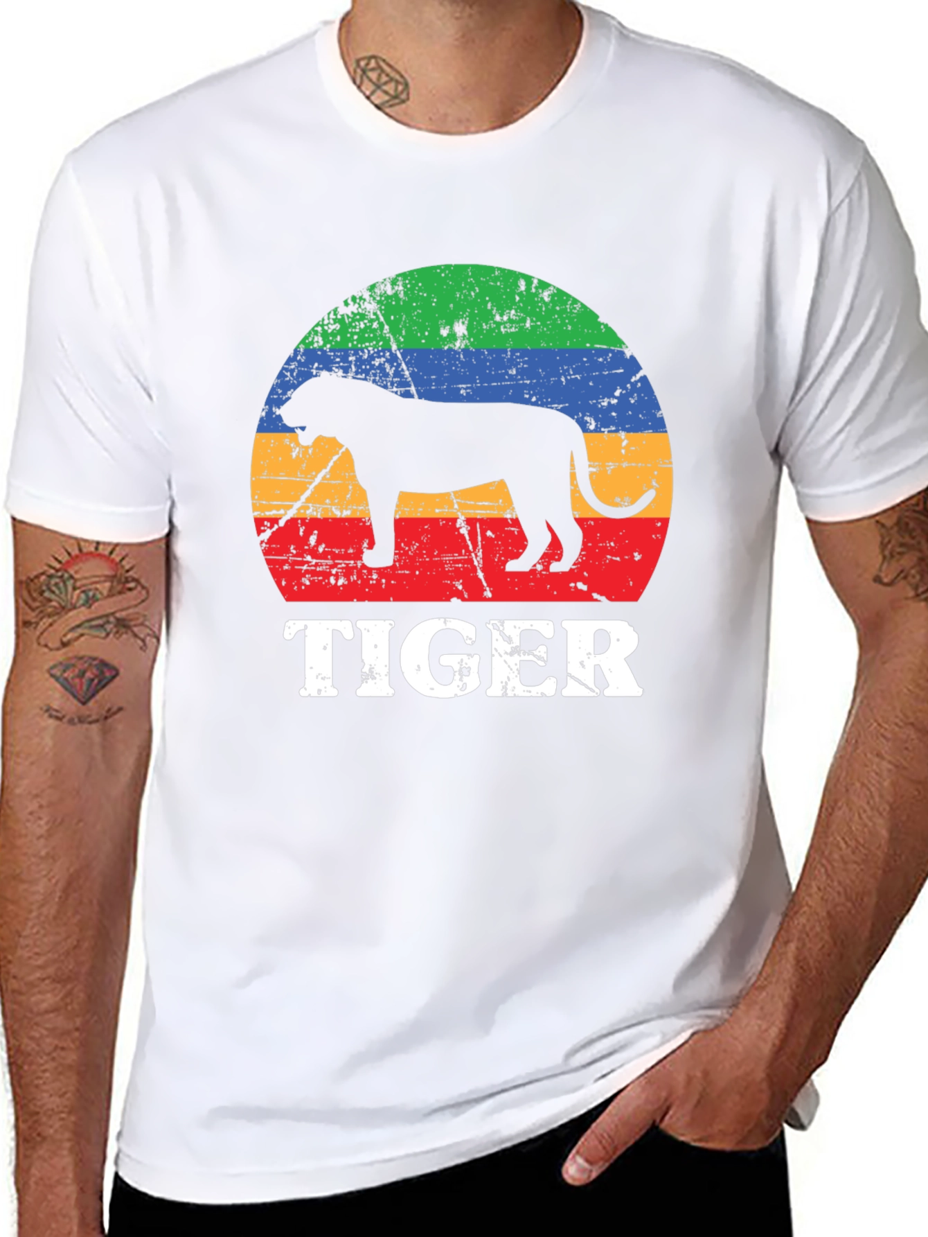 Retro Tiger Graphic Tee - Unisex Black T-Shirt