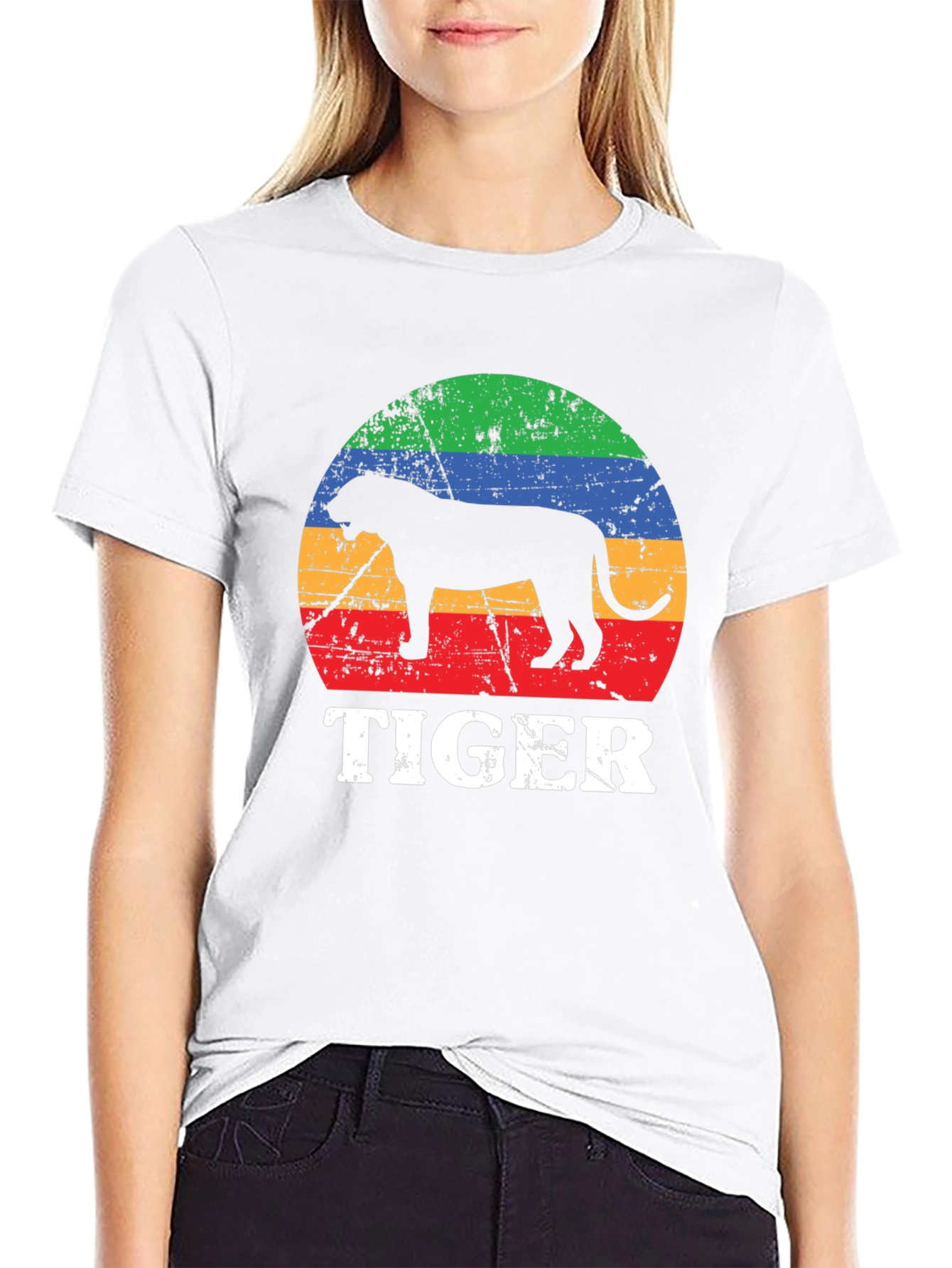 Retro Tiger Graphic Tee - Unisex Black T-Shirt