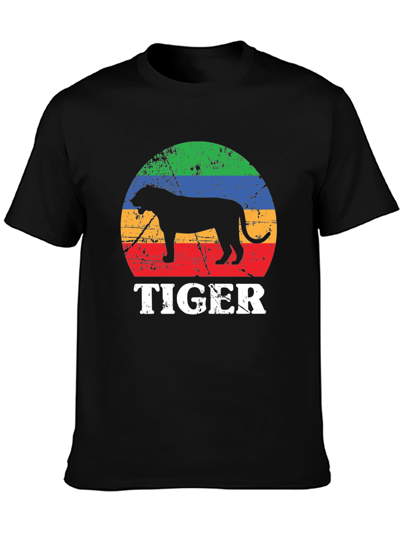 Retro Tiger Graphic Tee - Unisex Black T-Shirt