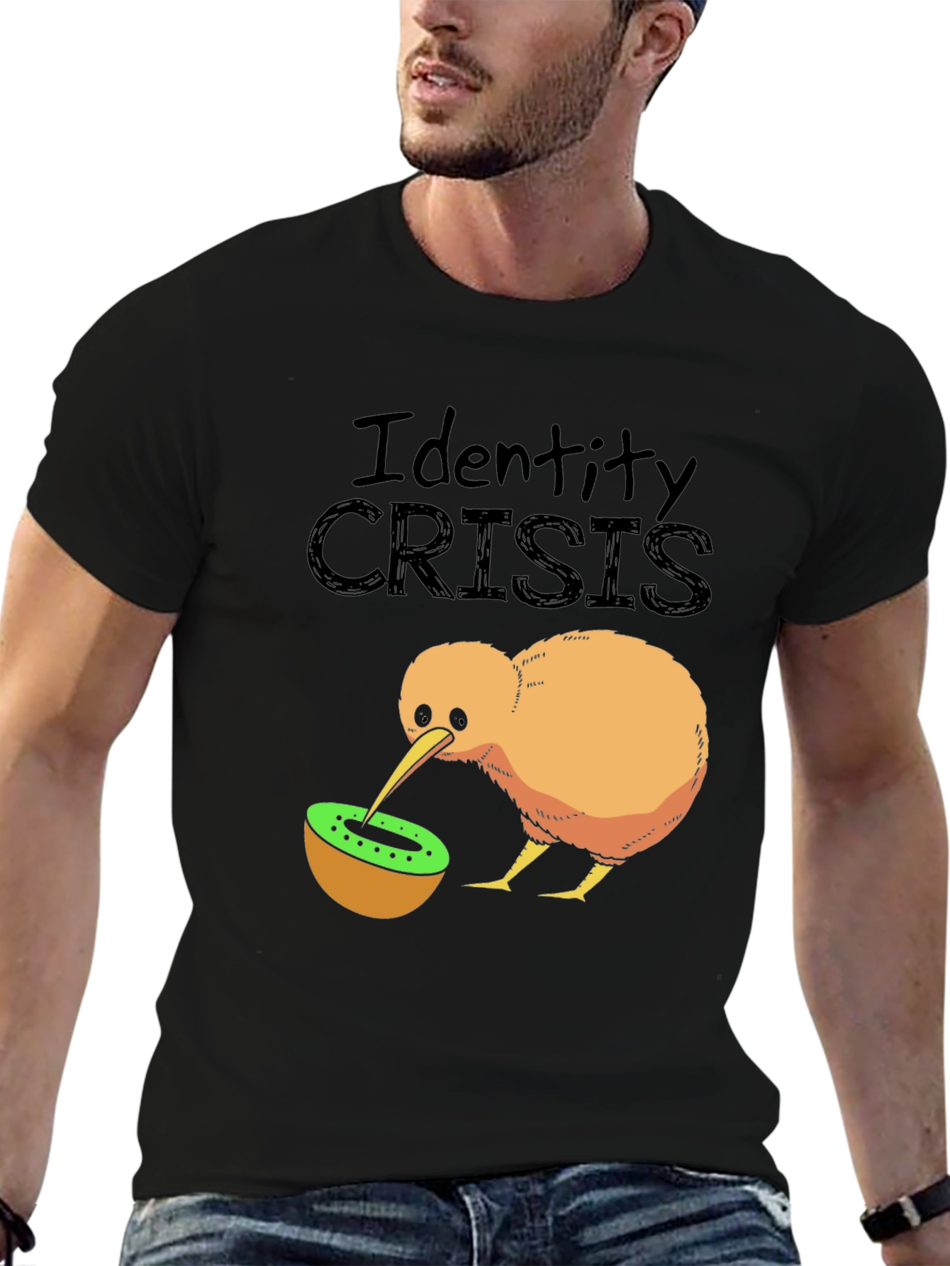 Identity Crisis Kiwi Bird Humor Graphic T-Shirt