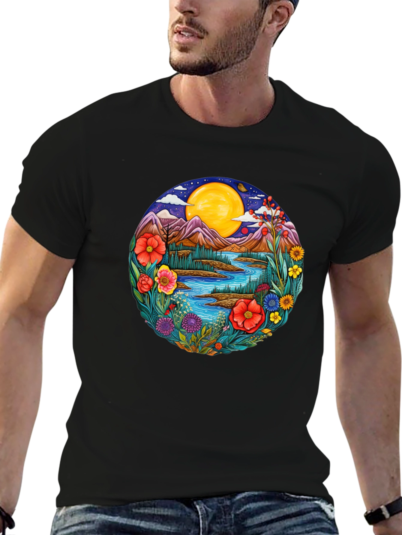 Floral Landscape Graphic Tee