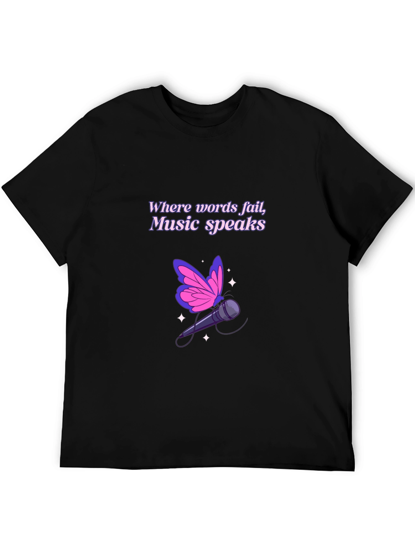 Music Speaks Graphic Tee - Butterfly Microphone