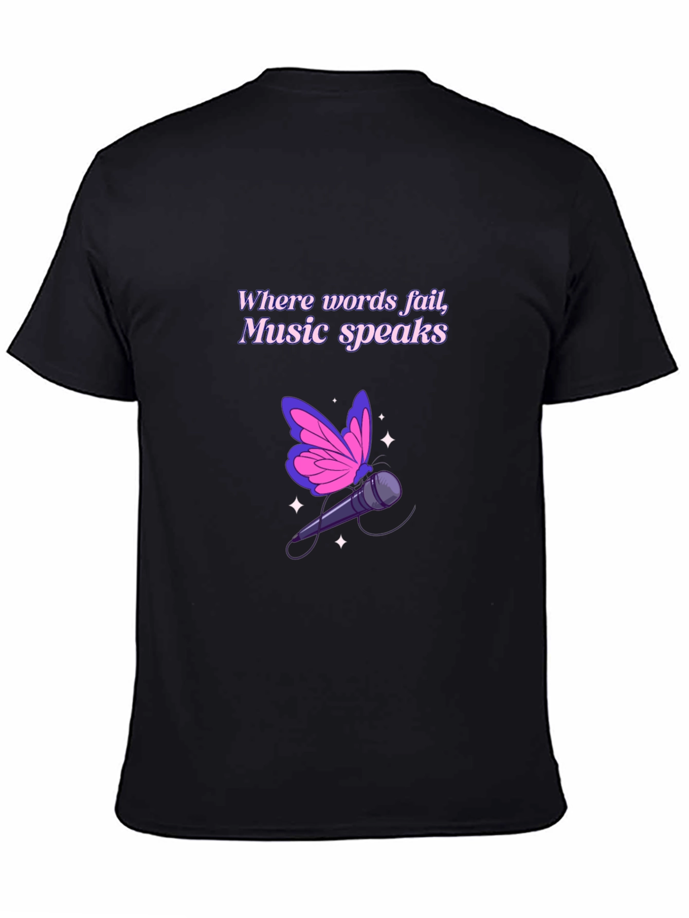 Music Speaks Graphic Tee - Butterfly Microphone