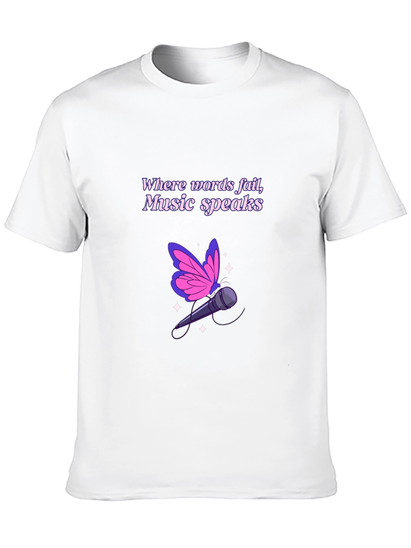 Music Speaks Graphic Tee - Butterfly Microphone
