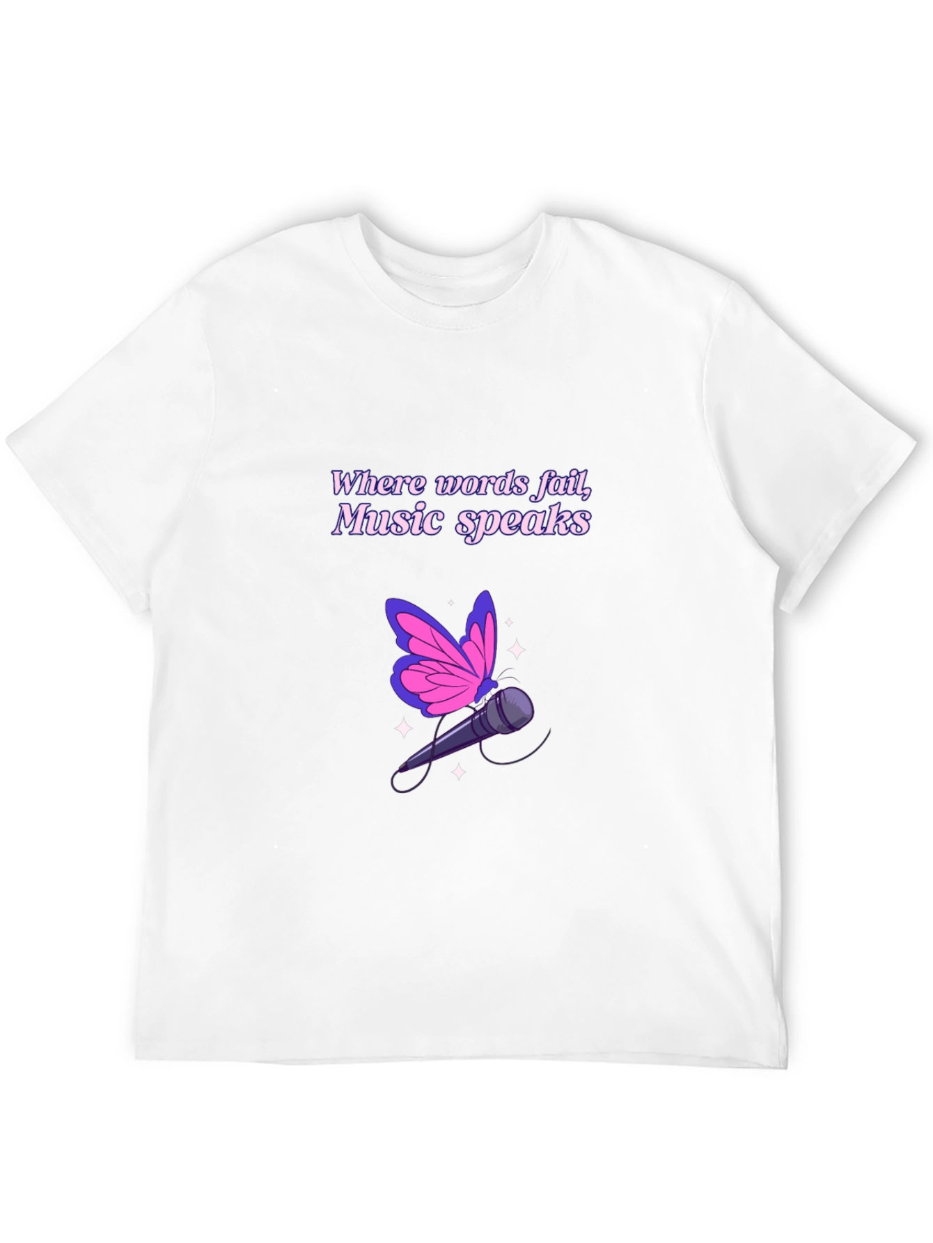 Music Speaks Graphic Tee - Butterfly Microphone