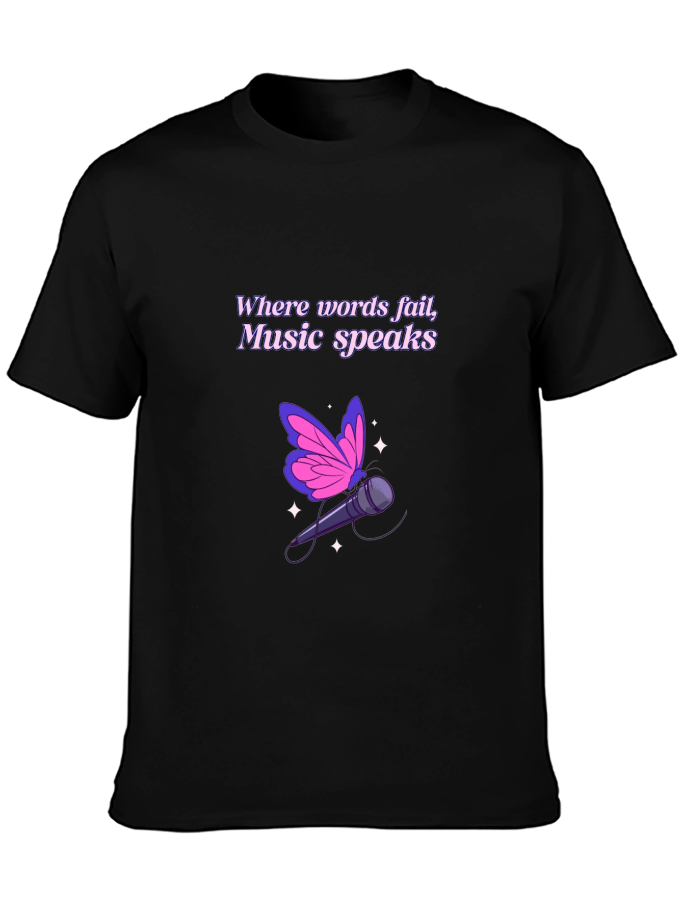 Music Speaks Graphic Tee - Butterfly Microphone