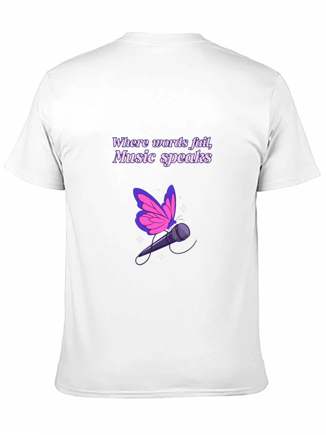 Music Speaks Graphic Tee - Butterfly Microphone