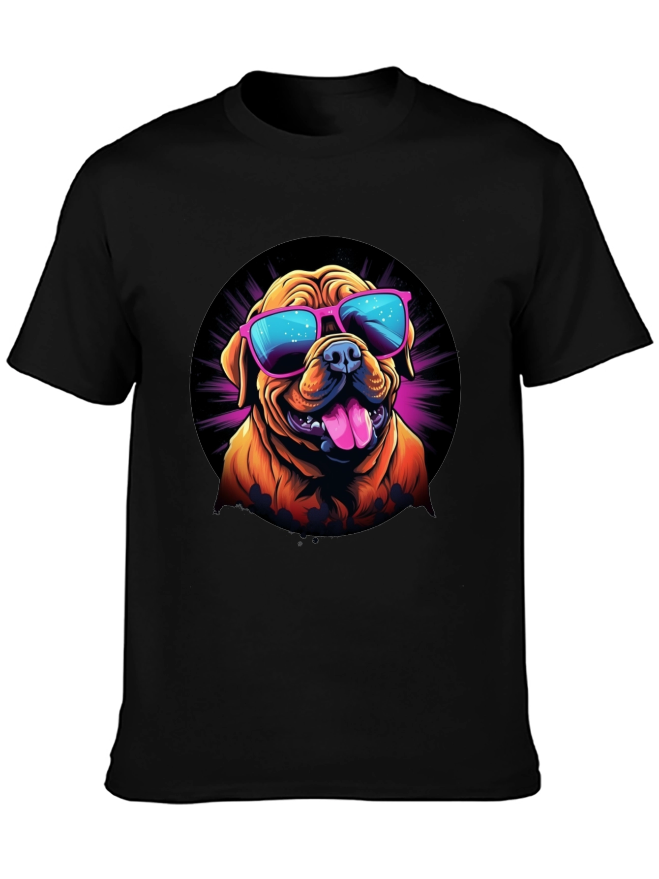 Cool Dog Sunglasses Graphic Tee - Black
