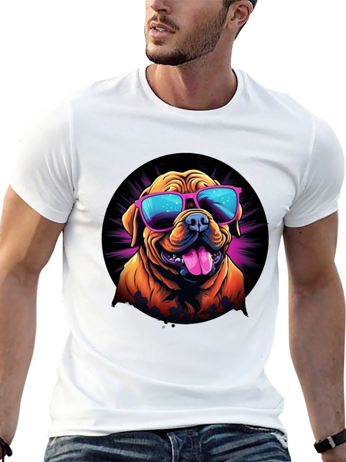 Cool Dog Sunglasses Graphic Tee - Black