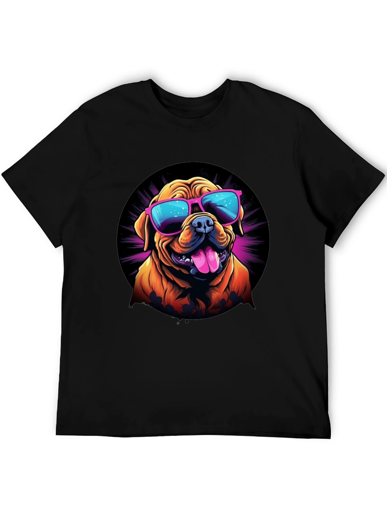 Cool Dog Sunglasses Graphic Tee - Black