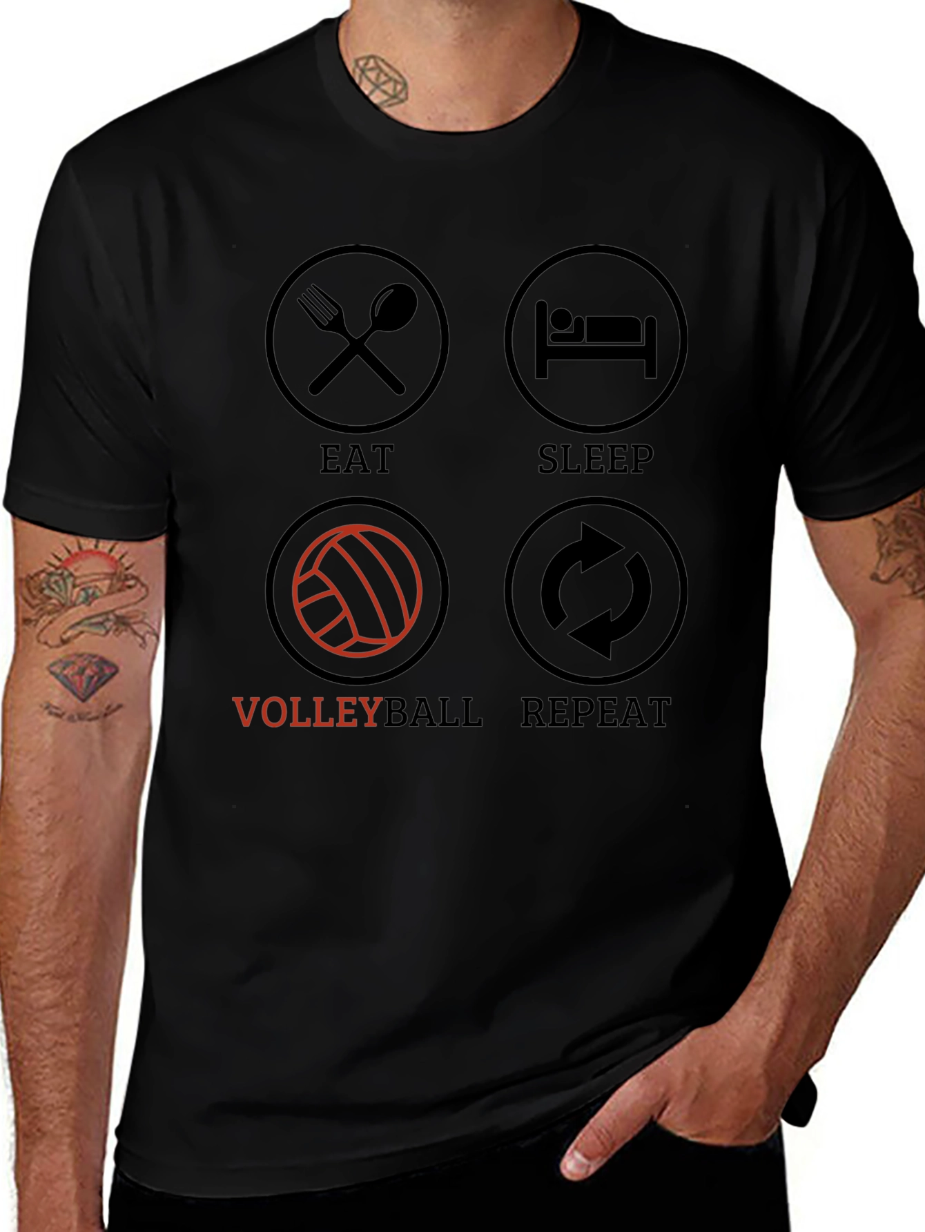 Eat Sleep Volleyball Repeat Graphic Tee