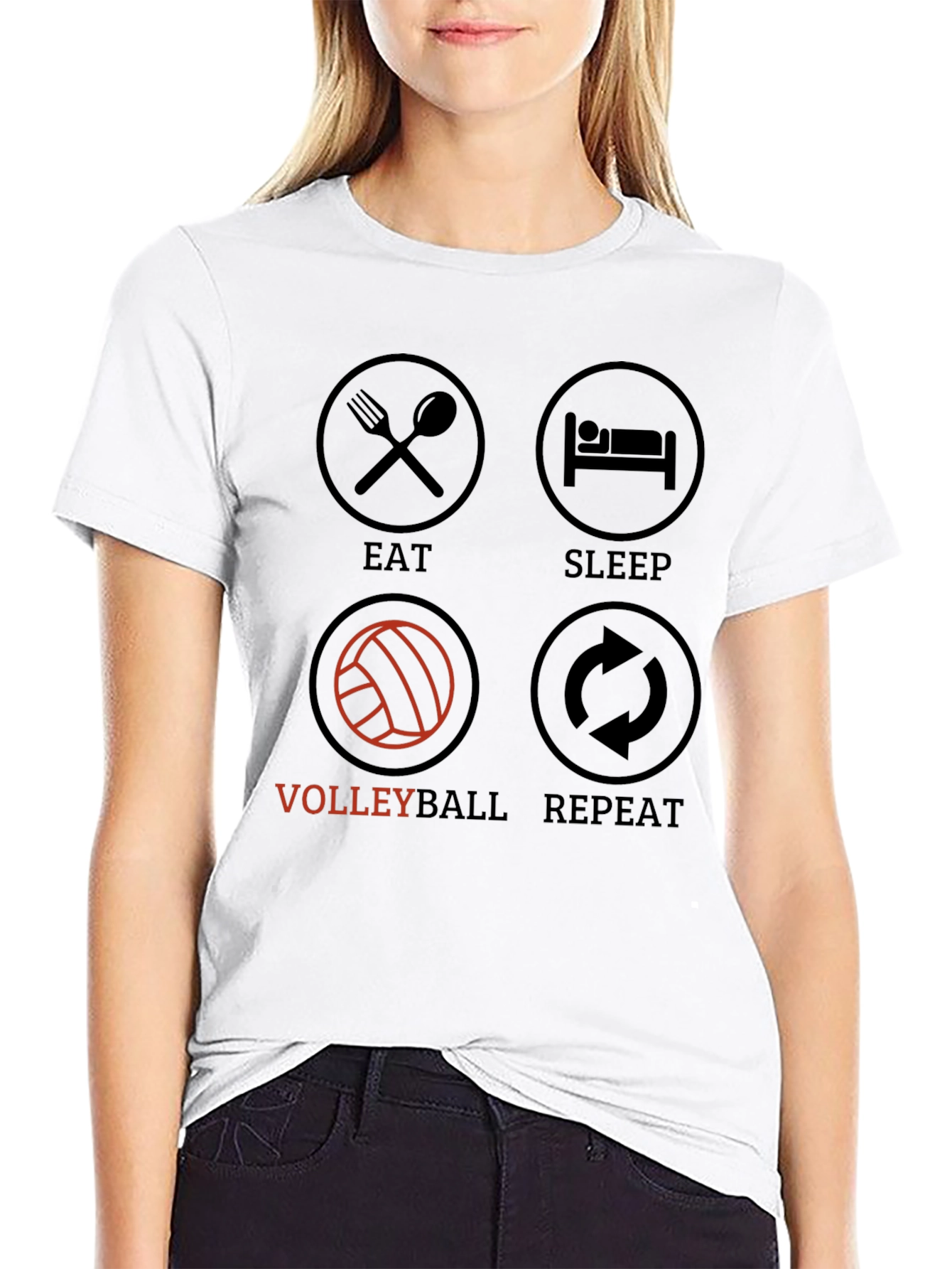 Eat Sleep Volleyball Repeat Graphic Tee