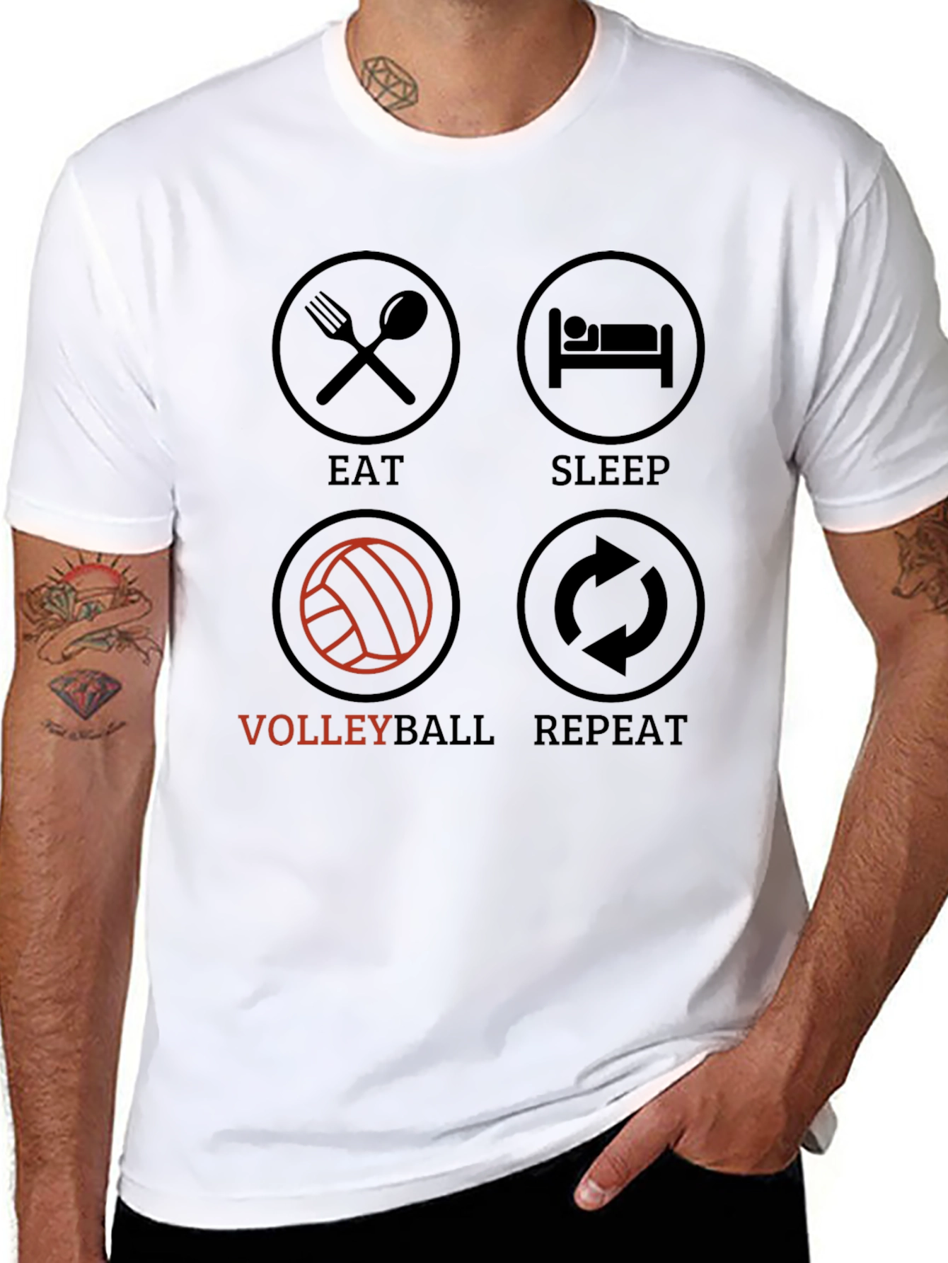 Eat Sleep Volleyball Repeat Graphic Tee