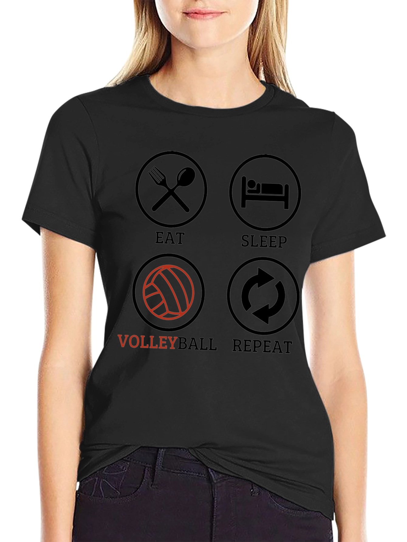 Eat Sleep Volleyball Repeat Graphic Tee
