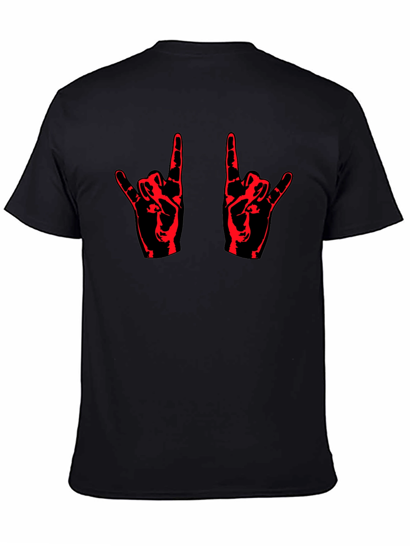 Rock On! Black T-Shirt with Red Hand Design