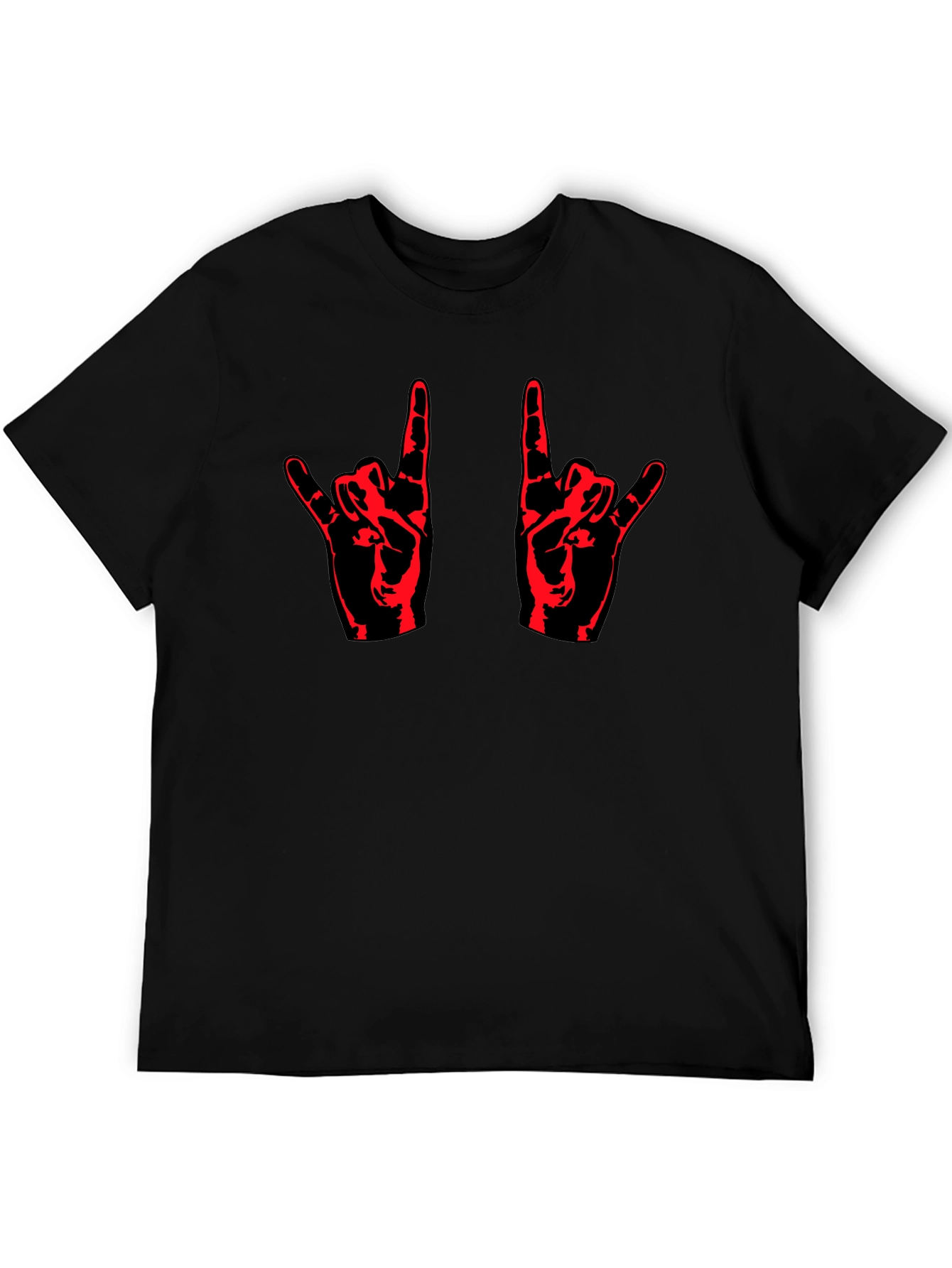 Rock On! Black T-Shirt with Red Hand Design