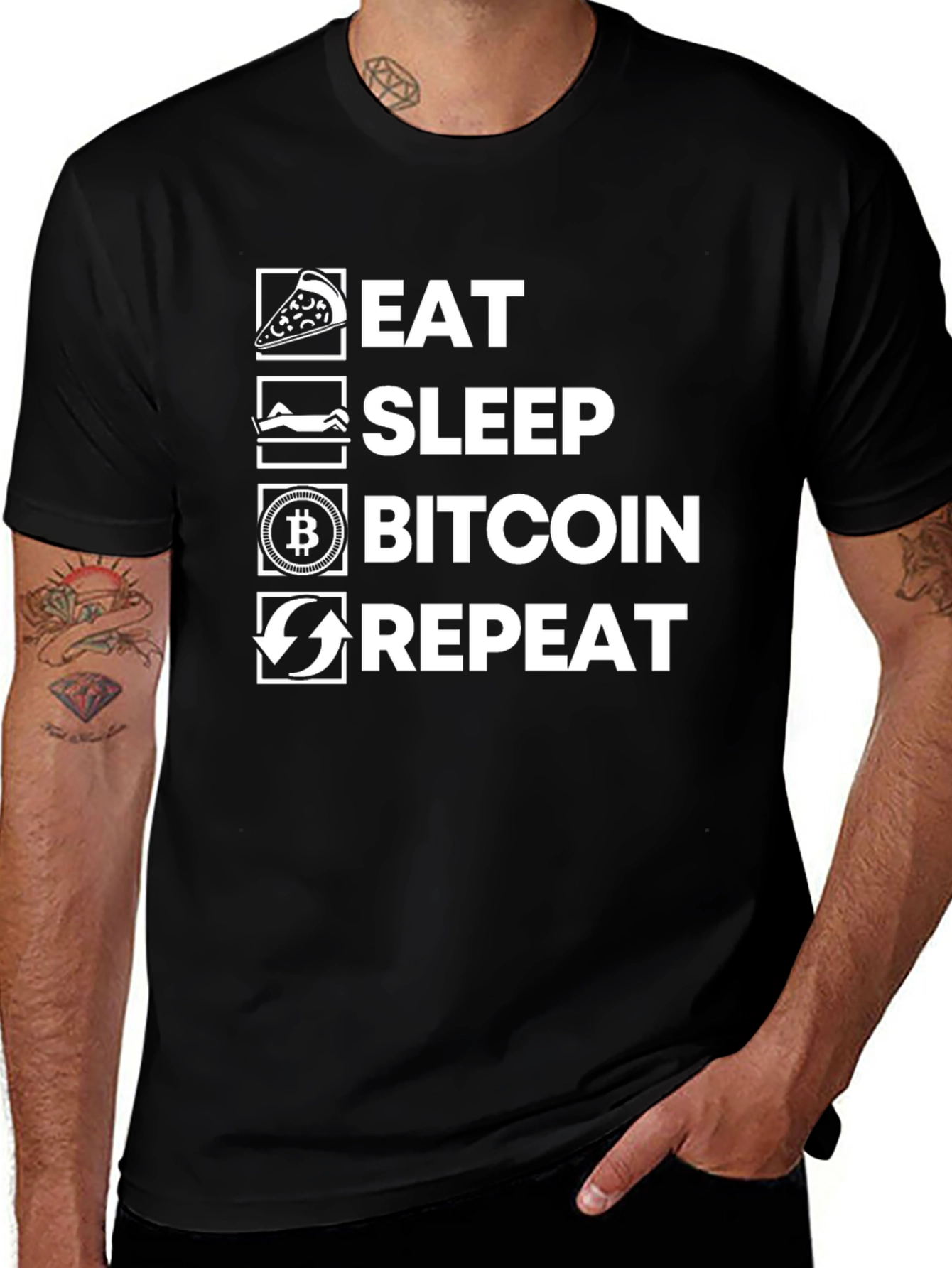 Eat Sleep Bitcoin Repeat T-Shirt Crypto Tee
