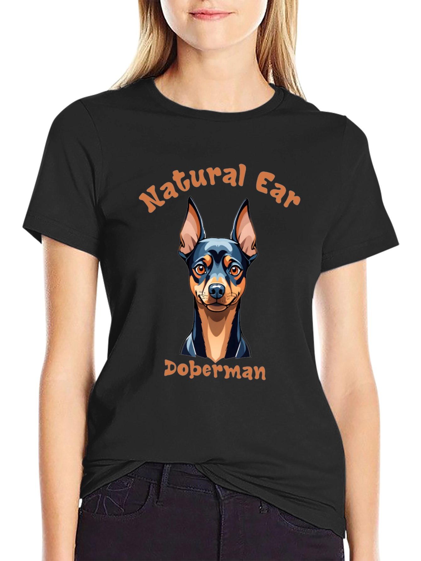 Natural Ear Doberman Dog T-Shirt
