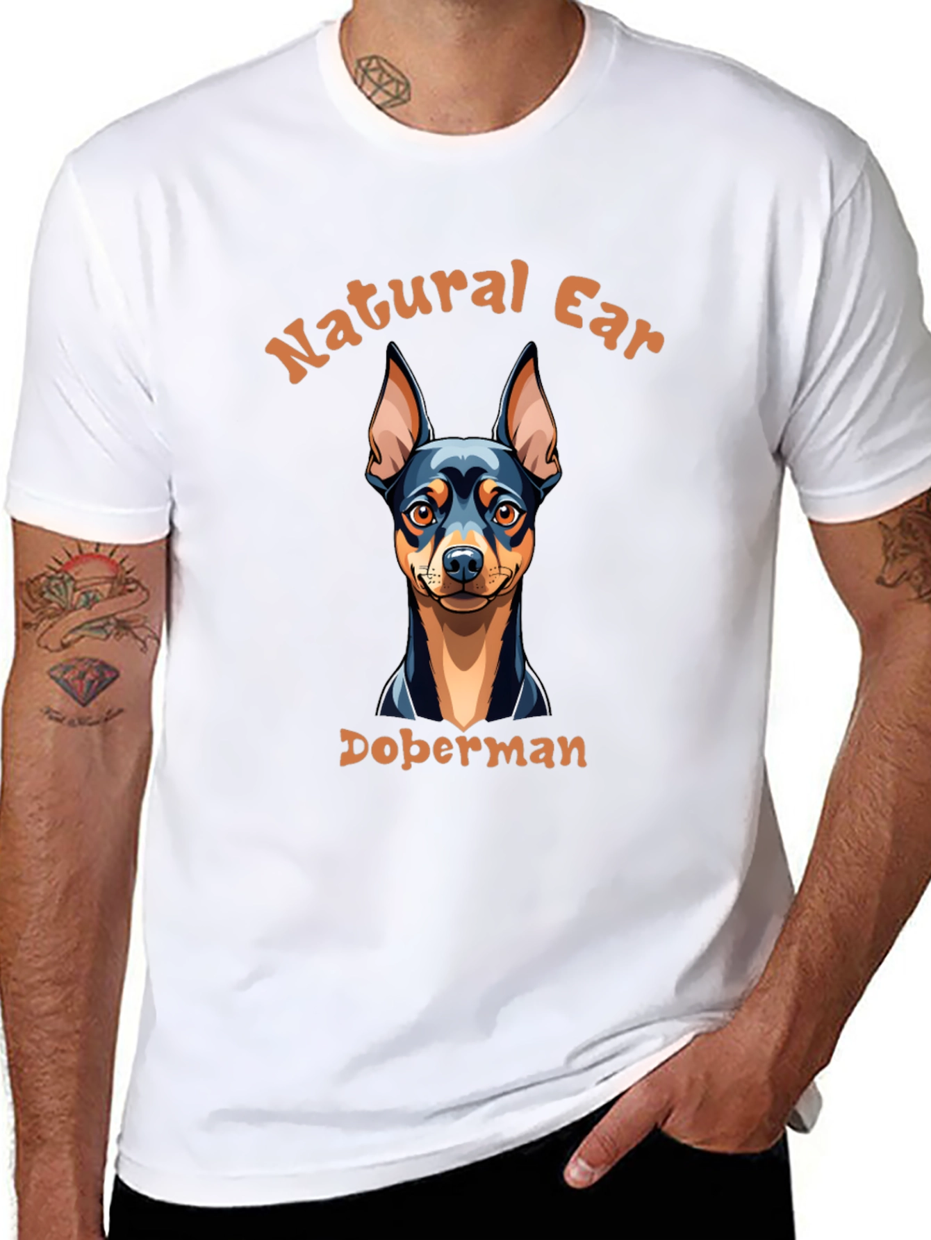 Natural Ear Doberman Dog T-Shirt