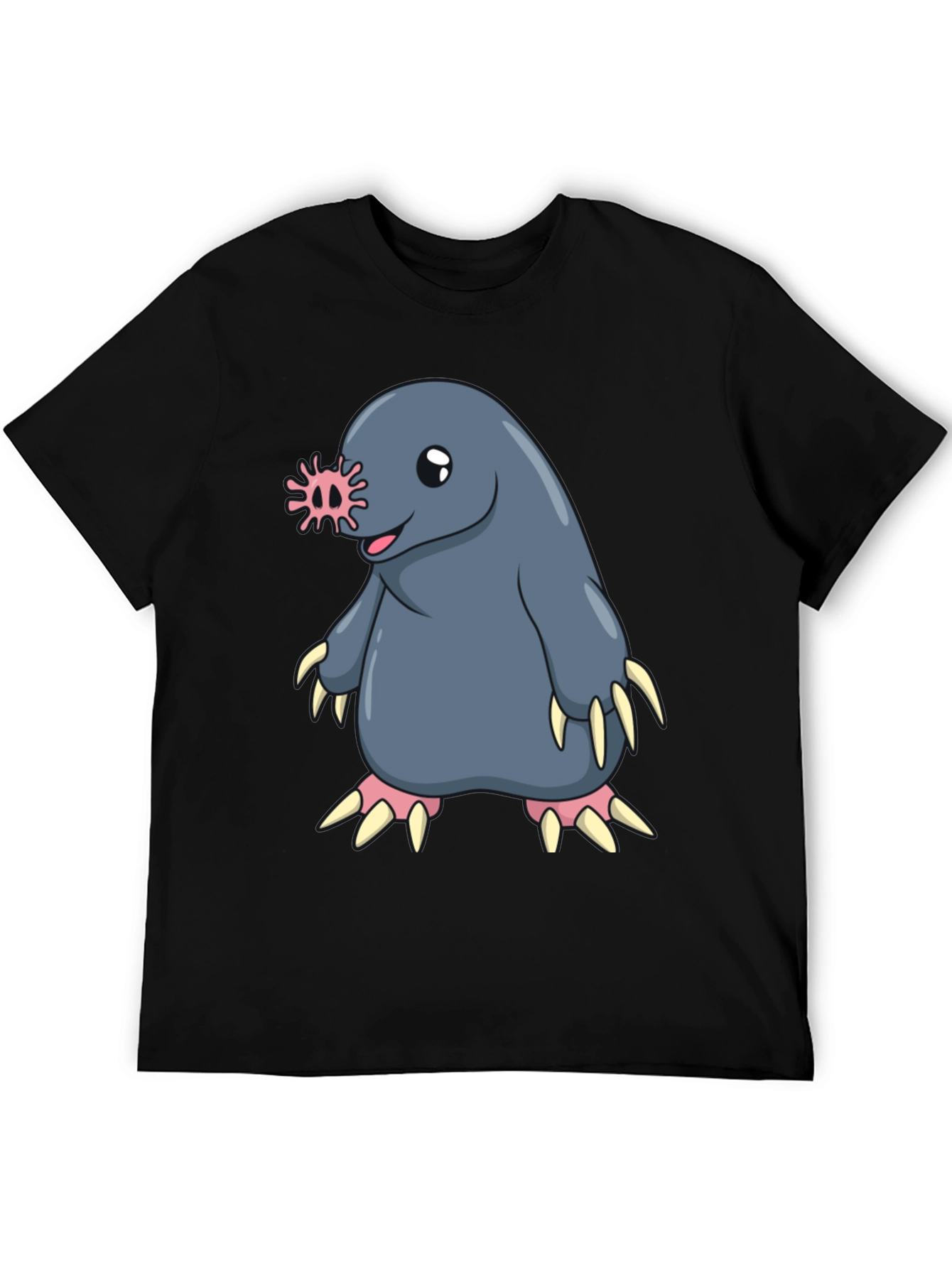 Funny Mole Cartoon Black T-Shirt