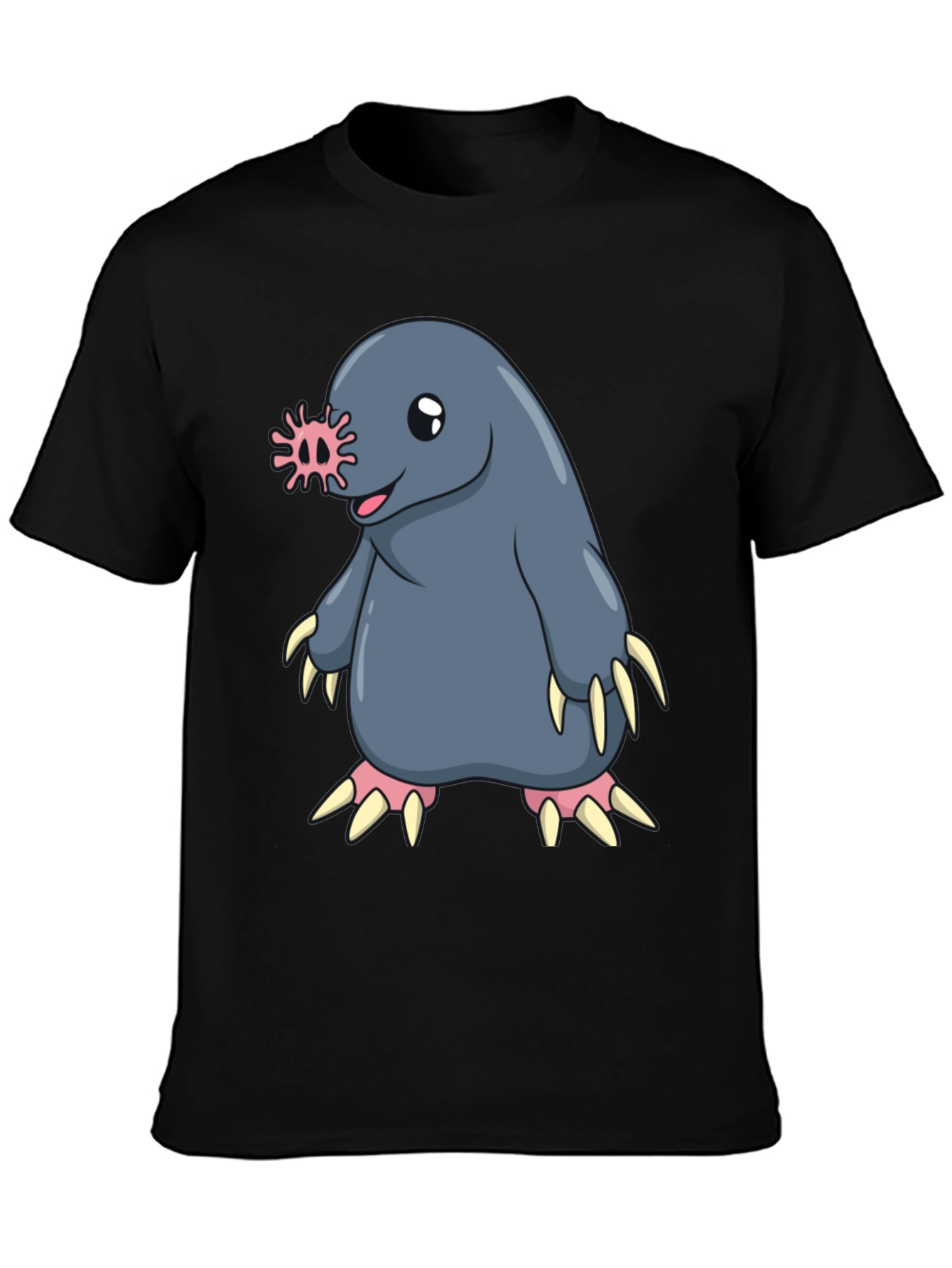 Funny Mole Cartoon Black T-Shirt