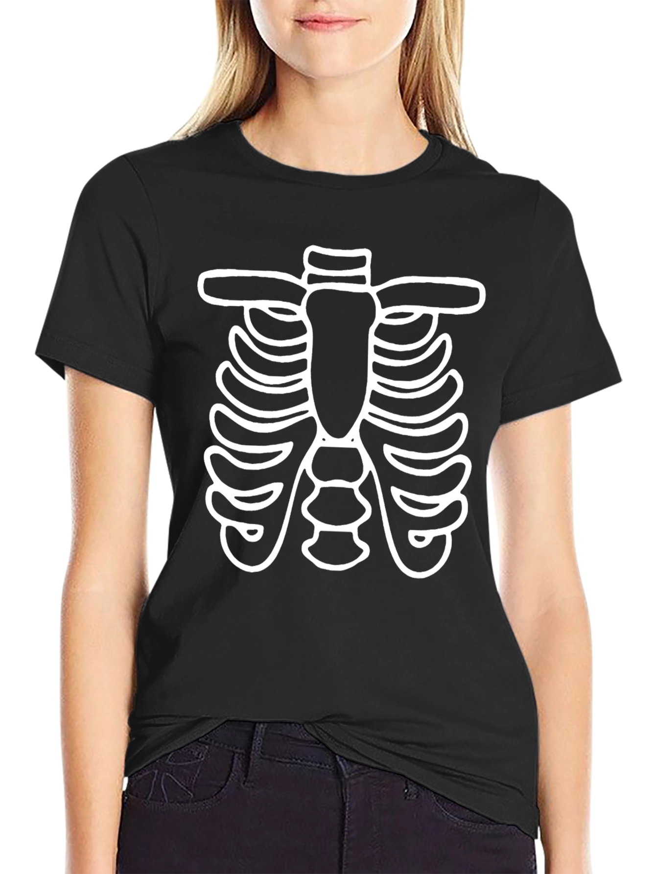 Skeleton Rib Cage Graphic Tee - Halloween Costume T-Shirt