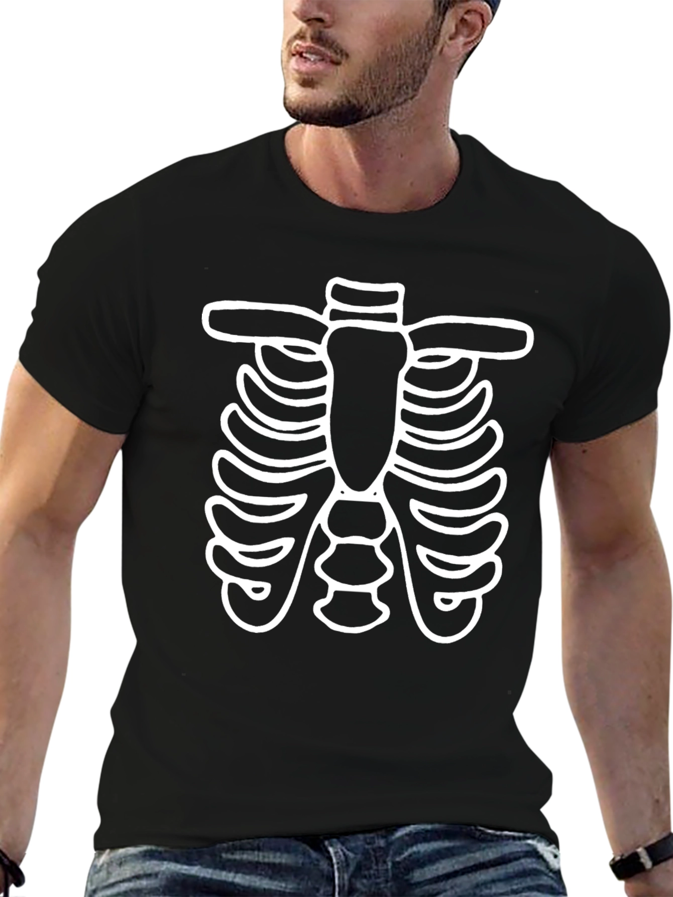Skeleton Rib Cage Graphic Tee - Halloween Costume T-Shirt