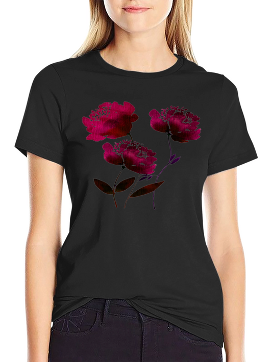 Floral Print T-Shirt - Mens Black Tee with Flower Design