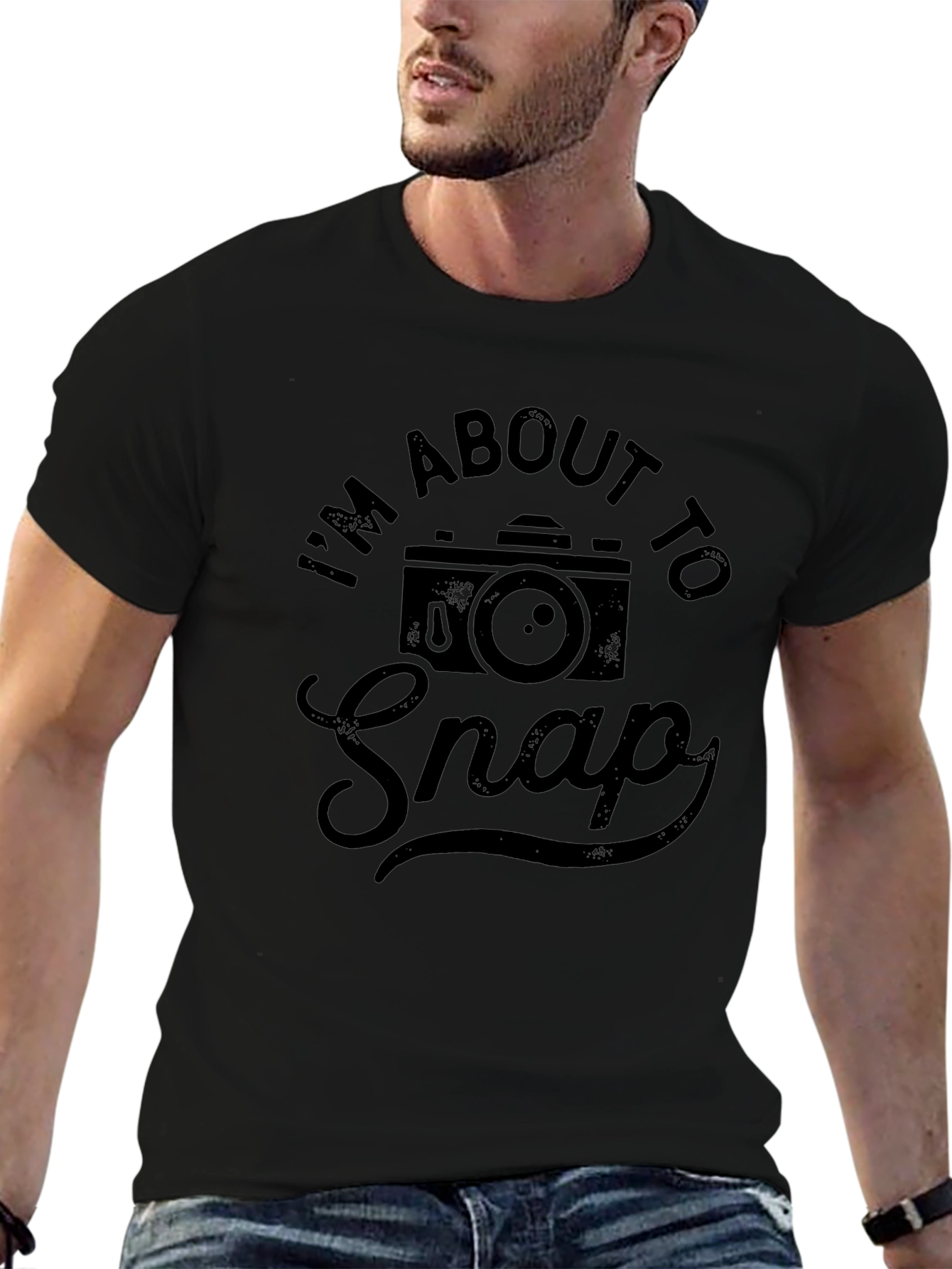 Im About To Snap T-Shirt Camera Tee Mens Black