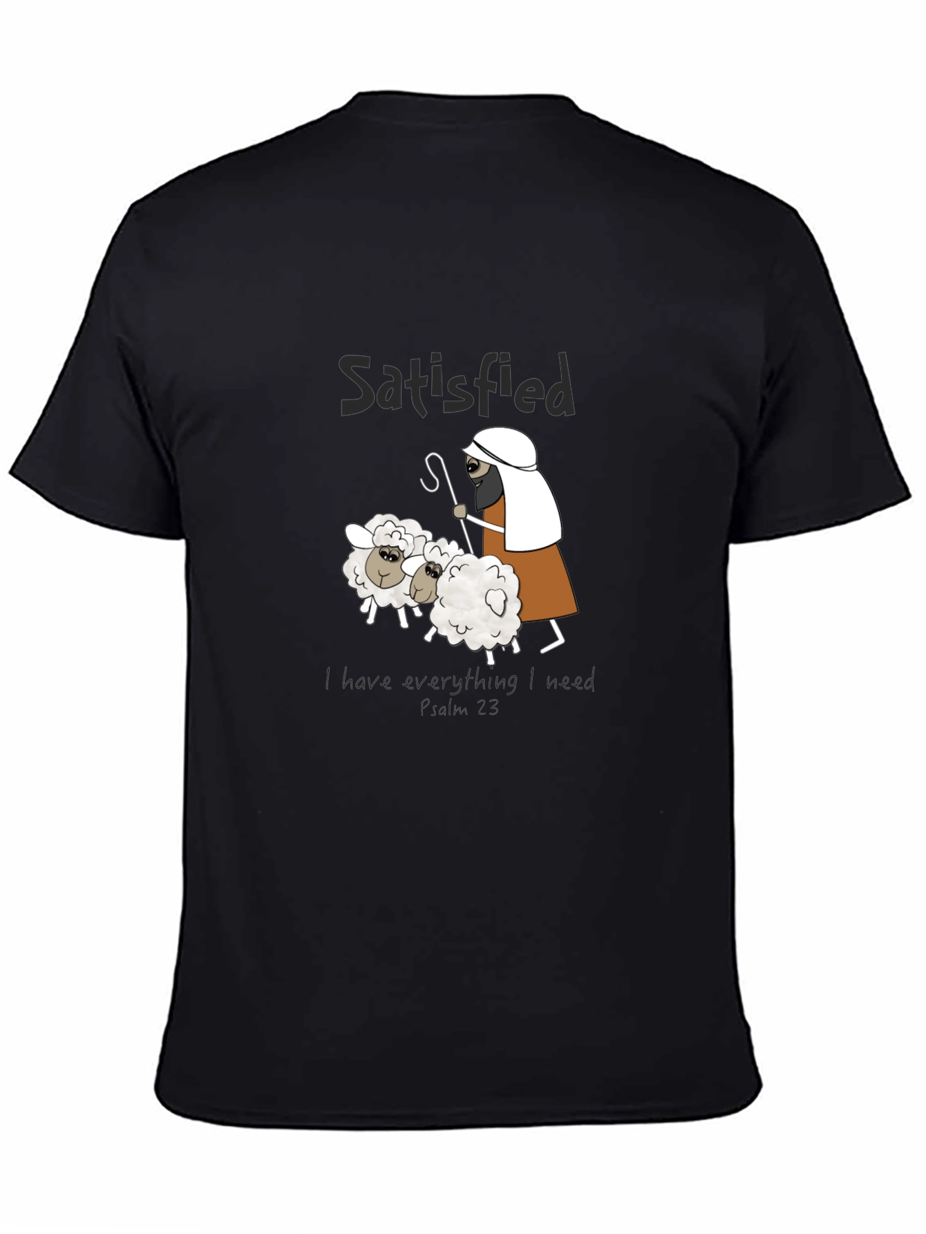 Satisfied Shepherd & Sheep Black T-Shirt