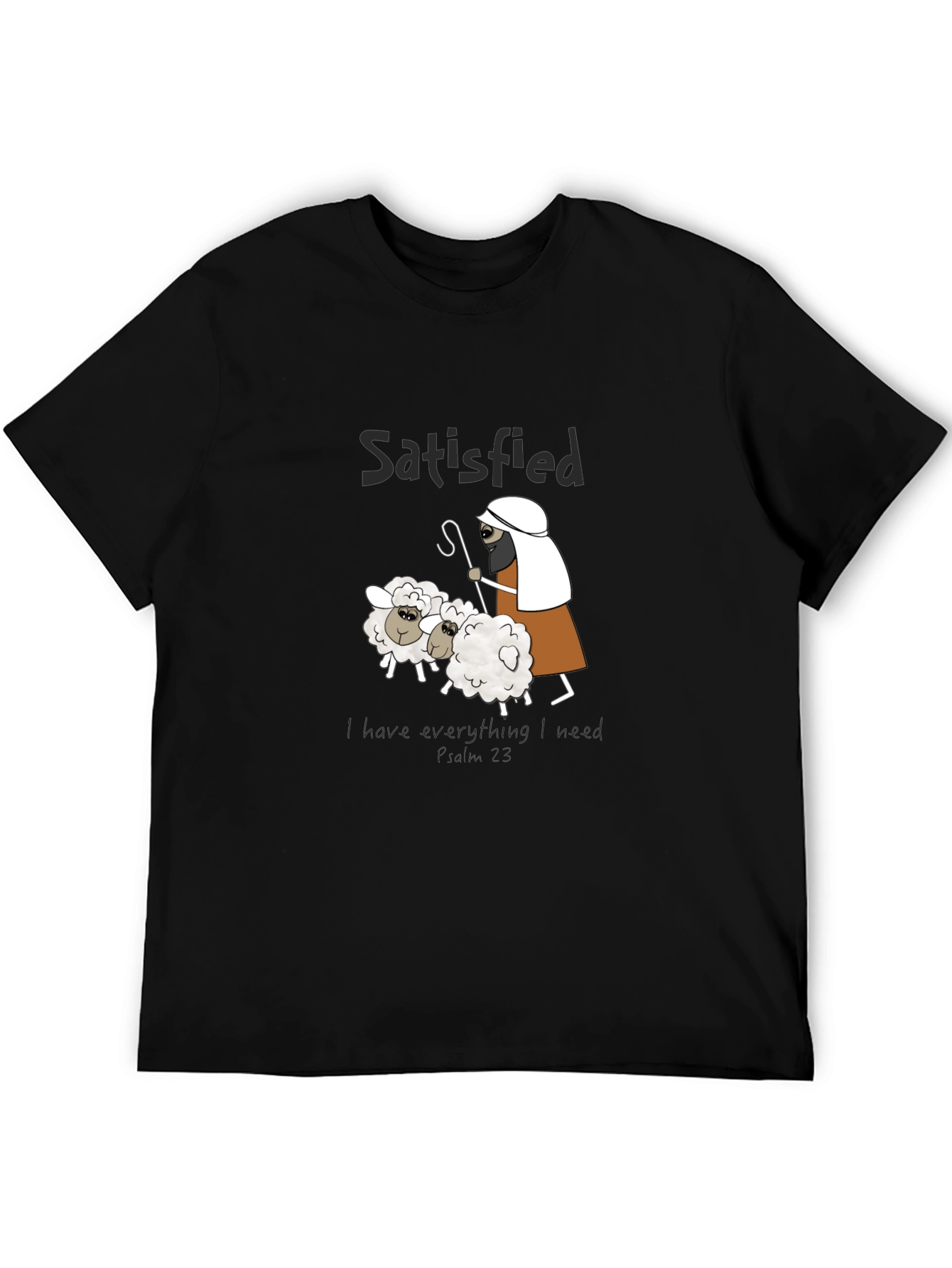 Satisfied Shepherd & Sheep Black T-Shirt
