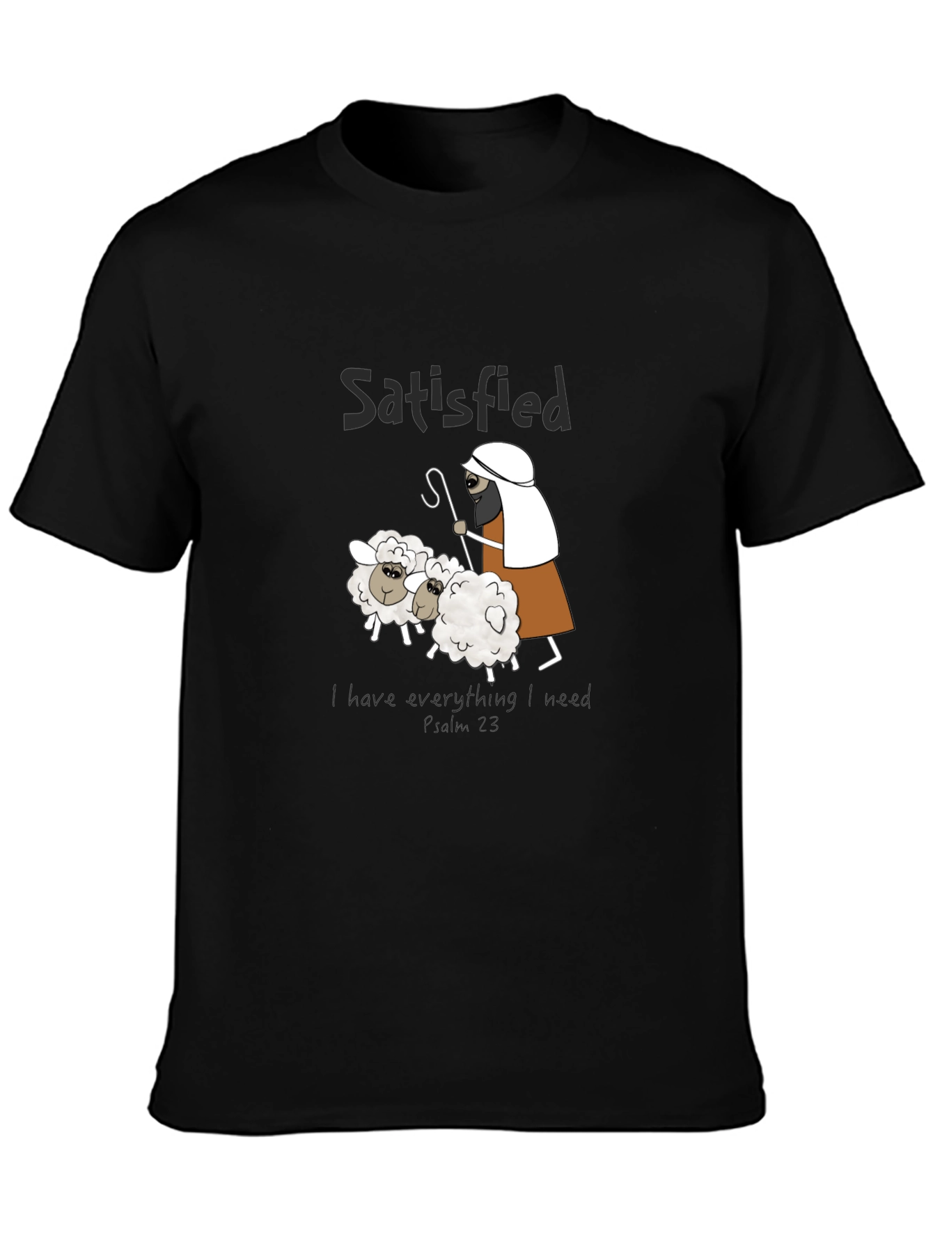 Satisfied Shepherd & Sheep Black T-Shirt