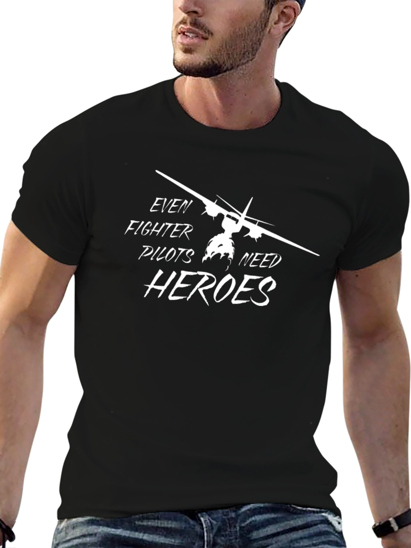 Fighter Pilots Need Heroes Black T-Shirt