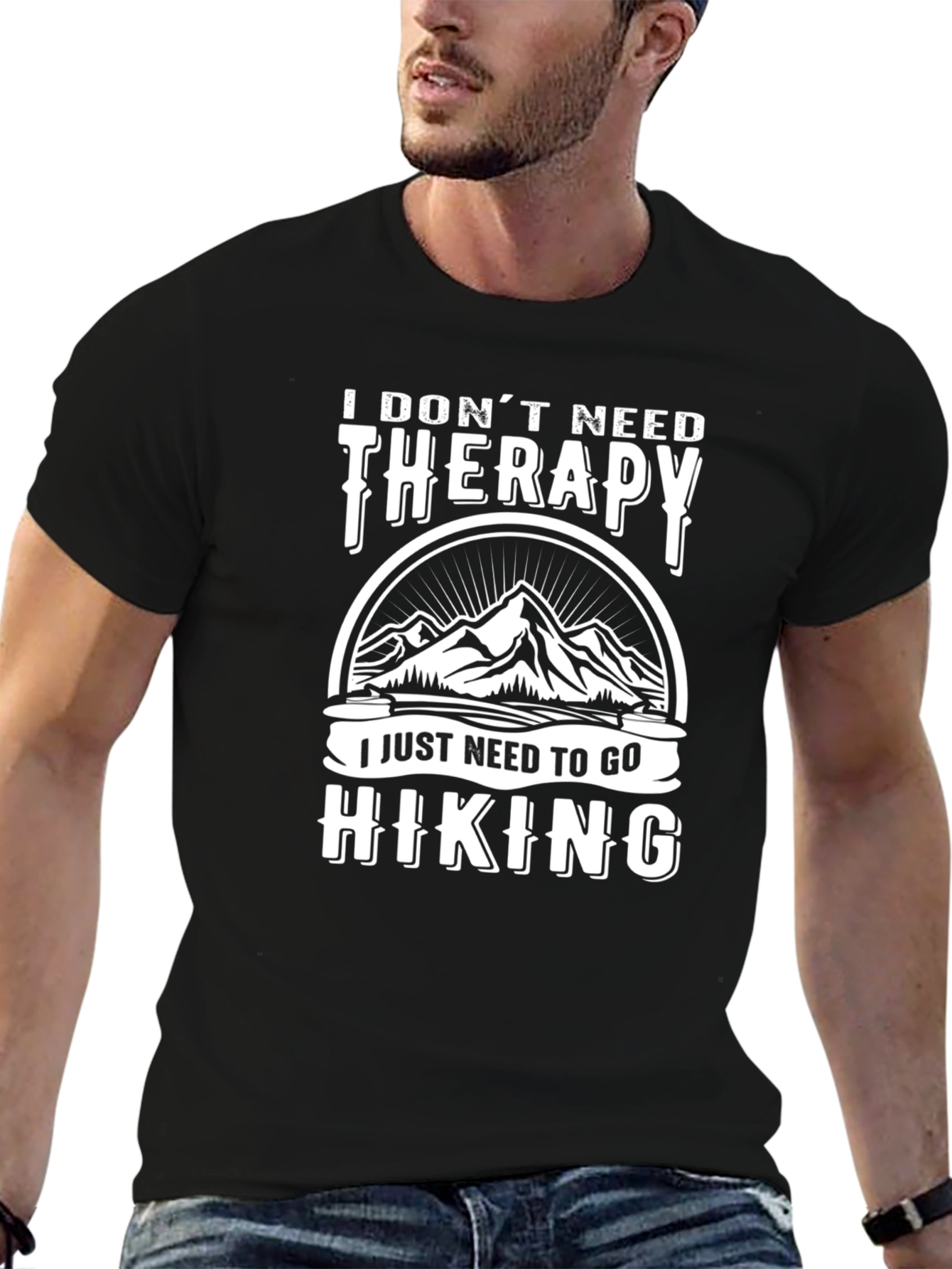Hiking Therapy T-Shirt - Mountain Design