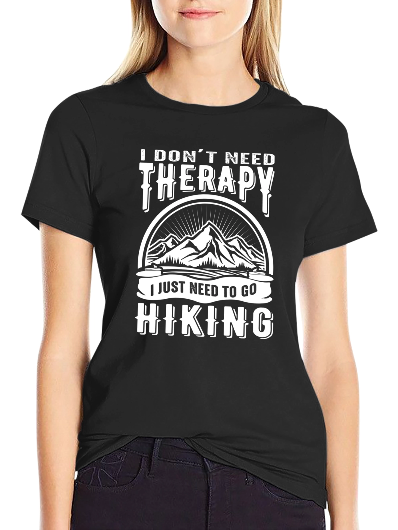 Hiking Therapy T-Shirt - Mountain Design