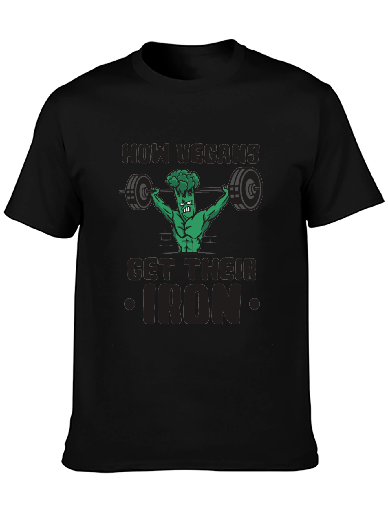 Vegan Iron T-Shirt - Funny Gym Broccoli Tee