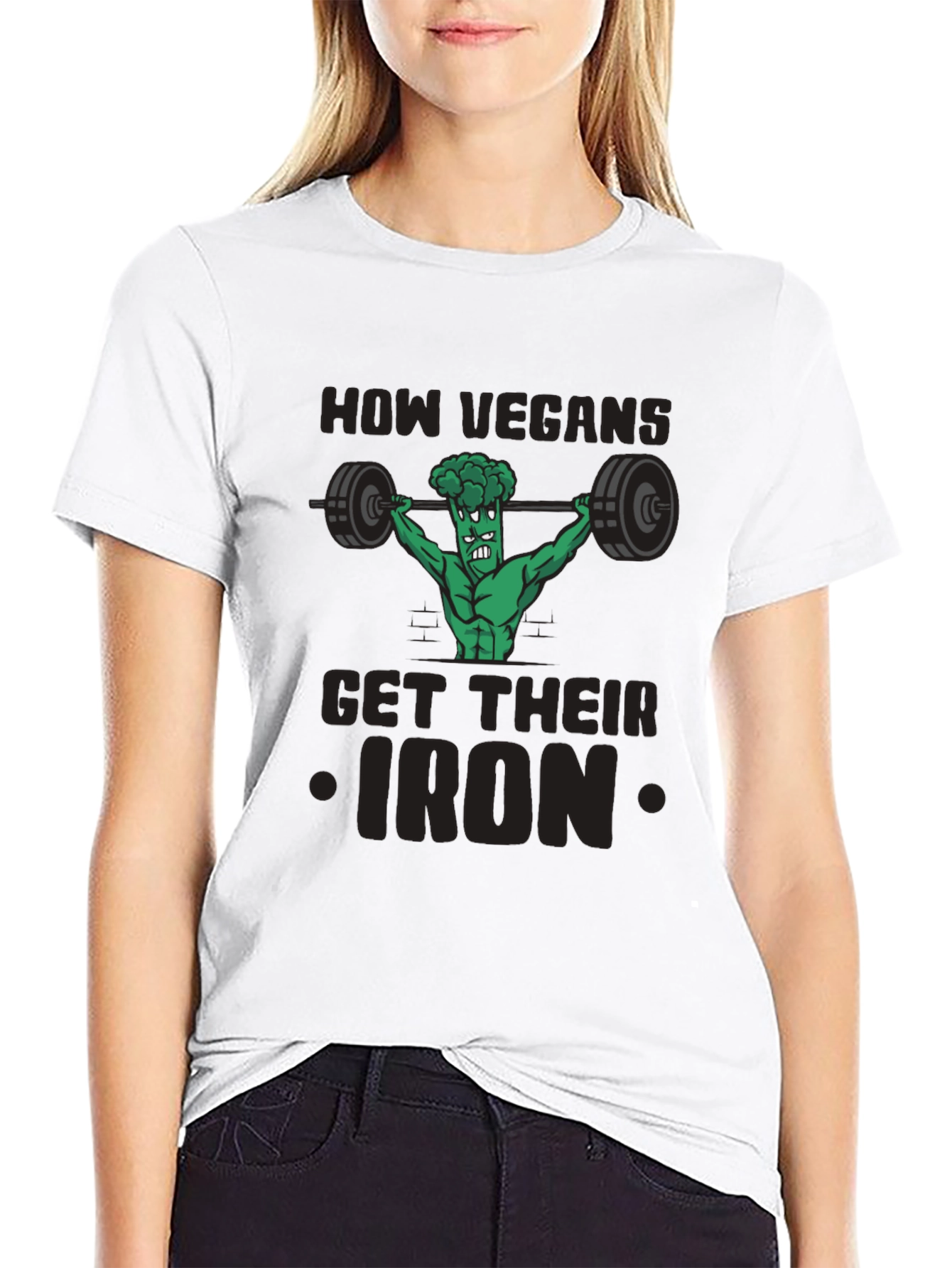 Vegan Iron T-Shirt - Funny Gym Broccoli Tee