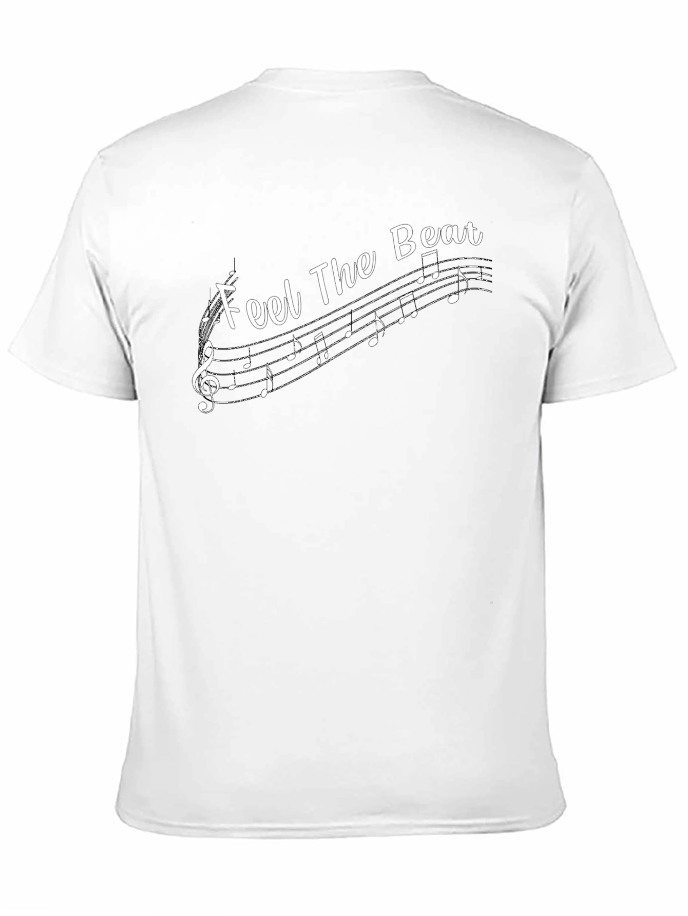 Feel the Beat Music Note Graphic Black T-Shirt