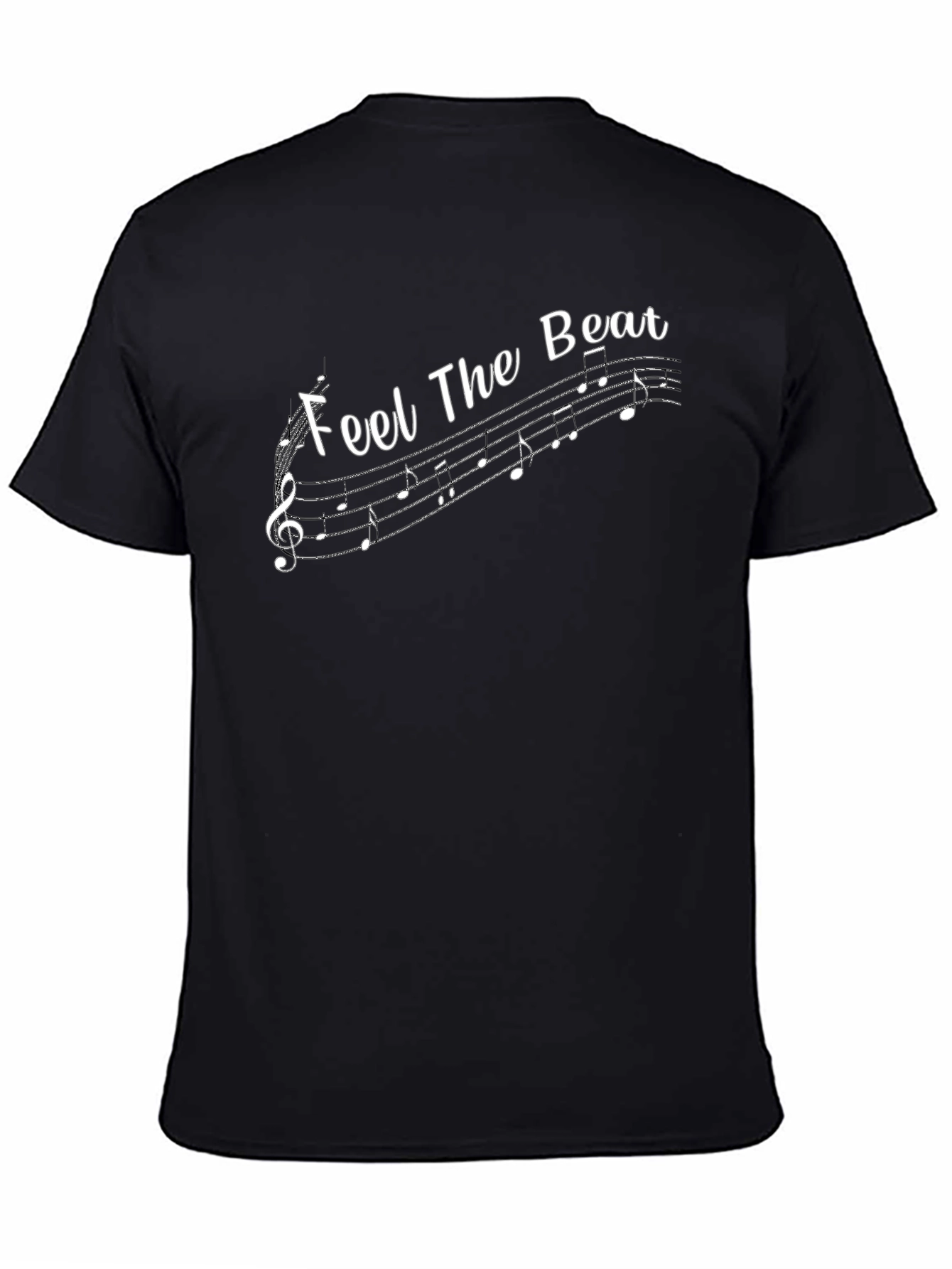 Feel the Beat Music Note Graphic Black T-Shirt