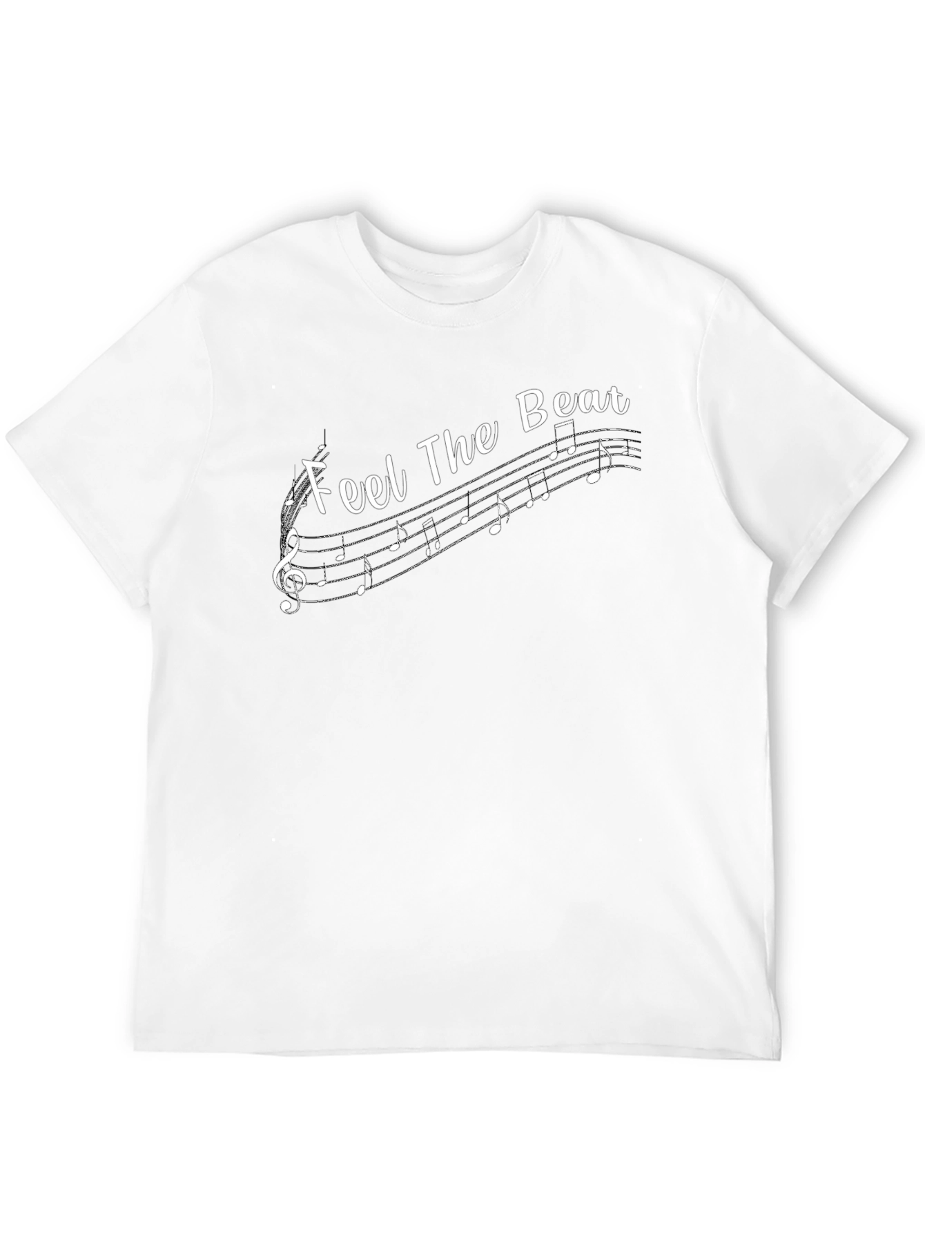 Feel the Beat Music Note Graphic Black T-Shirt