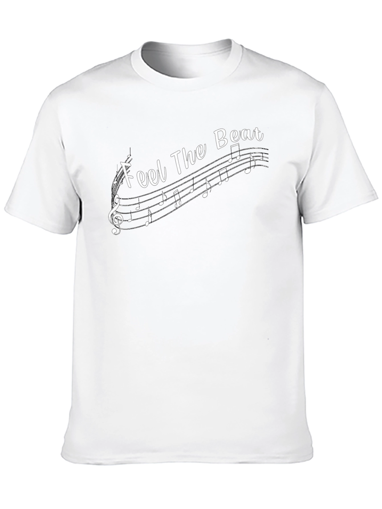 Feel the Beat Music Note Graphic Black T-Shirt