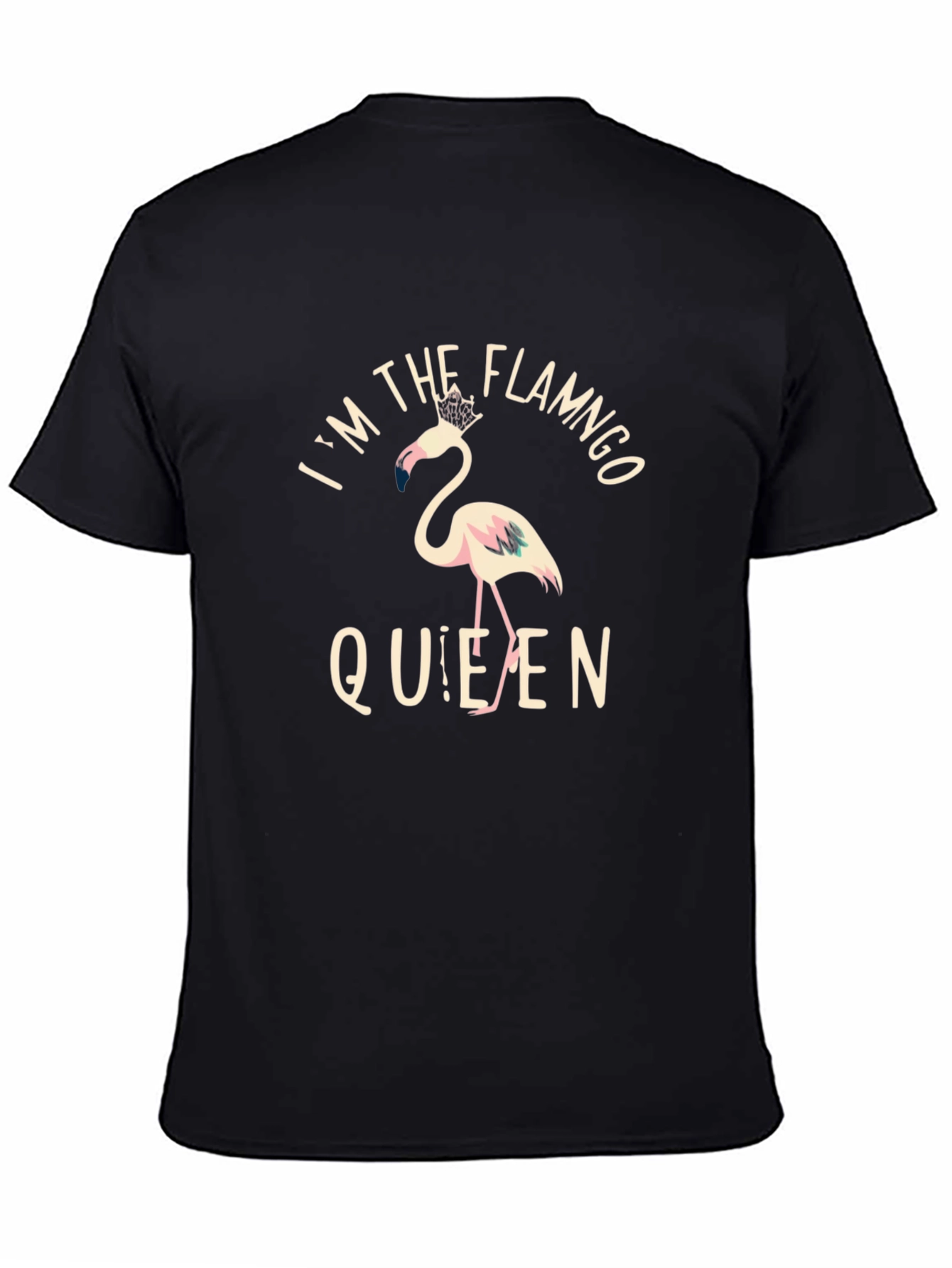 Flamingo Queen Graphic Tee - Black Cotton T-Shirt