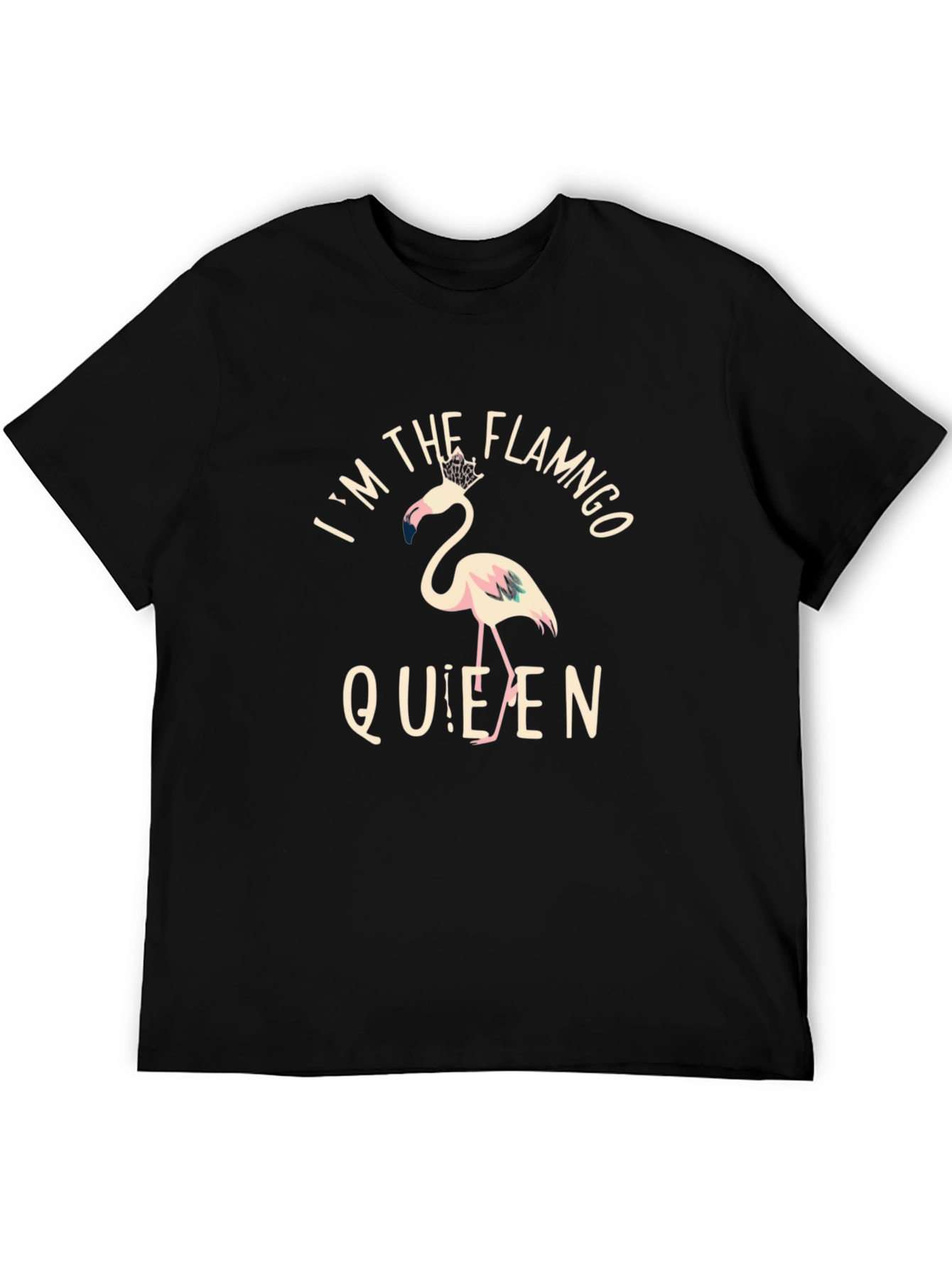 Flamingo Queen Graphic Tee - Black Cotton T-Shirt