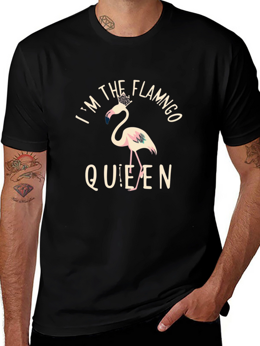 Flamingo Queen Graphic Tee - Black Cotton T-Shirt