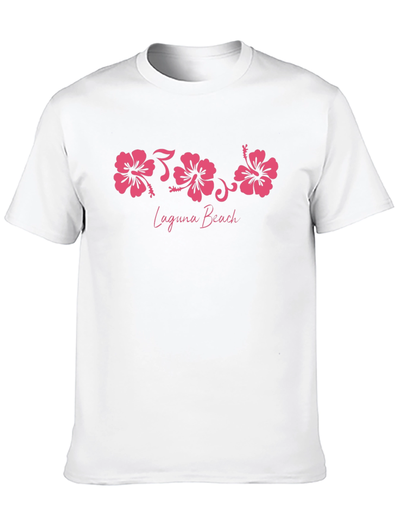 Laguna Beach Pink Hibiscus Black T-Shirt