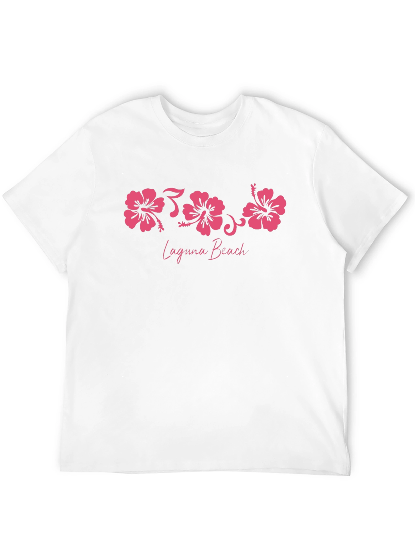 Laguna Beach Pink Hibiscus Black T-Shirt