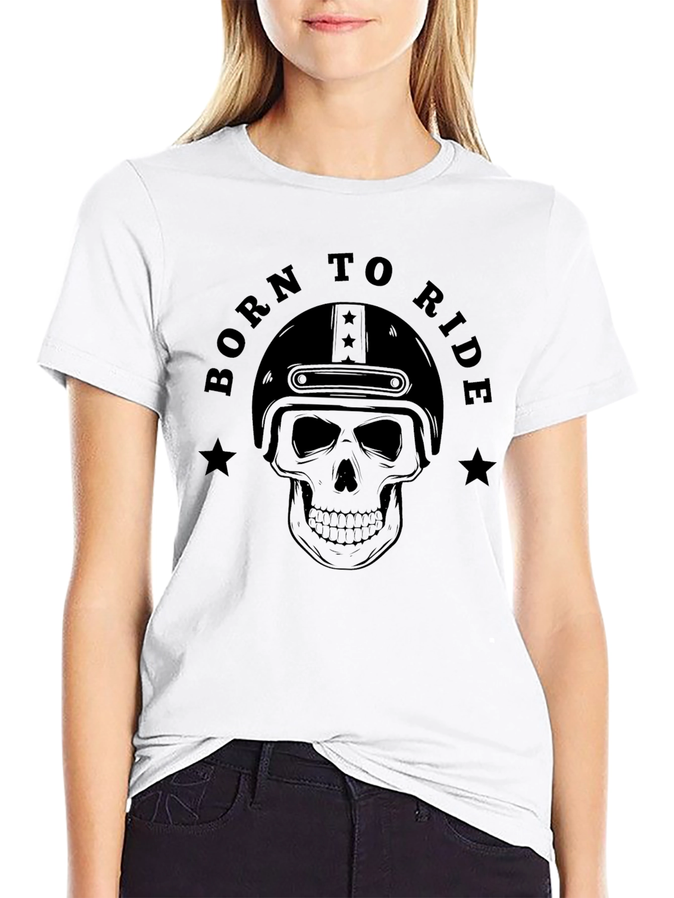Born to Ride Skull Graphic T-Shirt