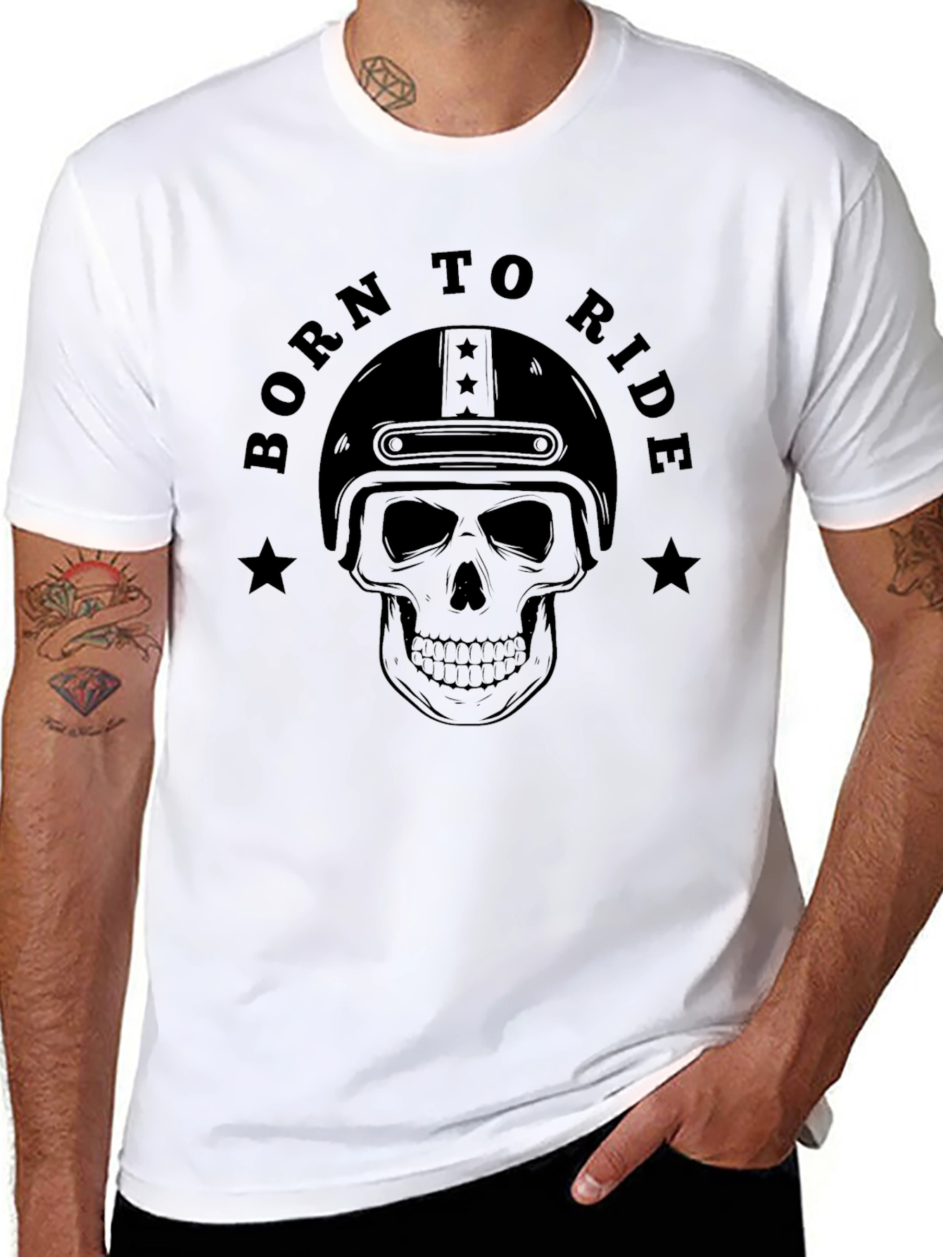 Born to Ride Skull Graphic T-Shirt