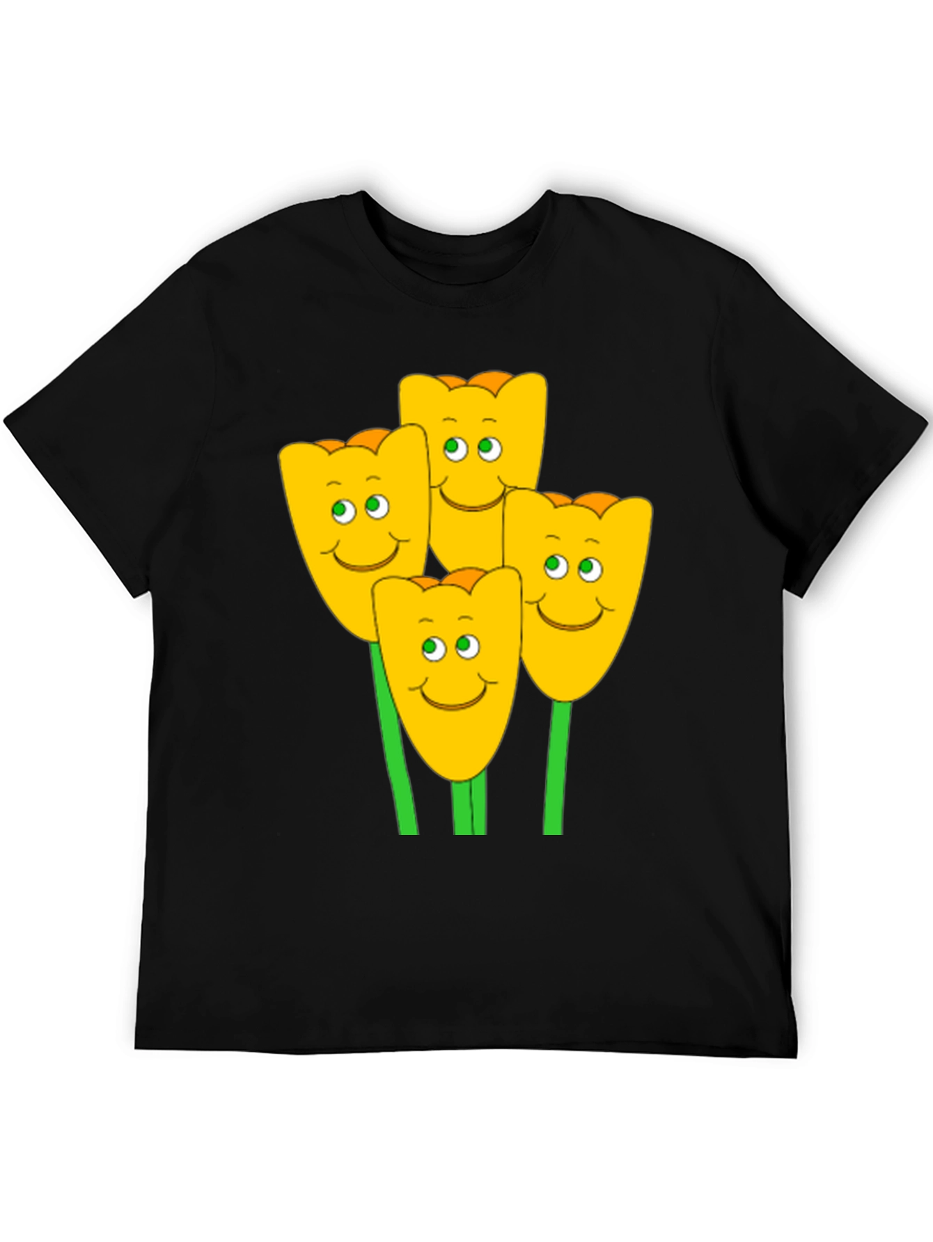 Happy Tulip Graphic T-Shirt - Mens Black Tee
