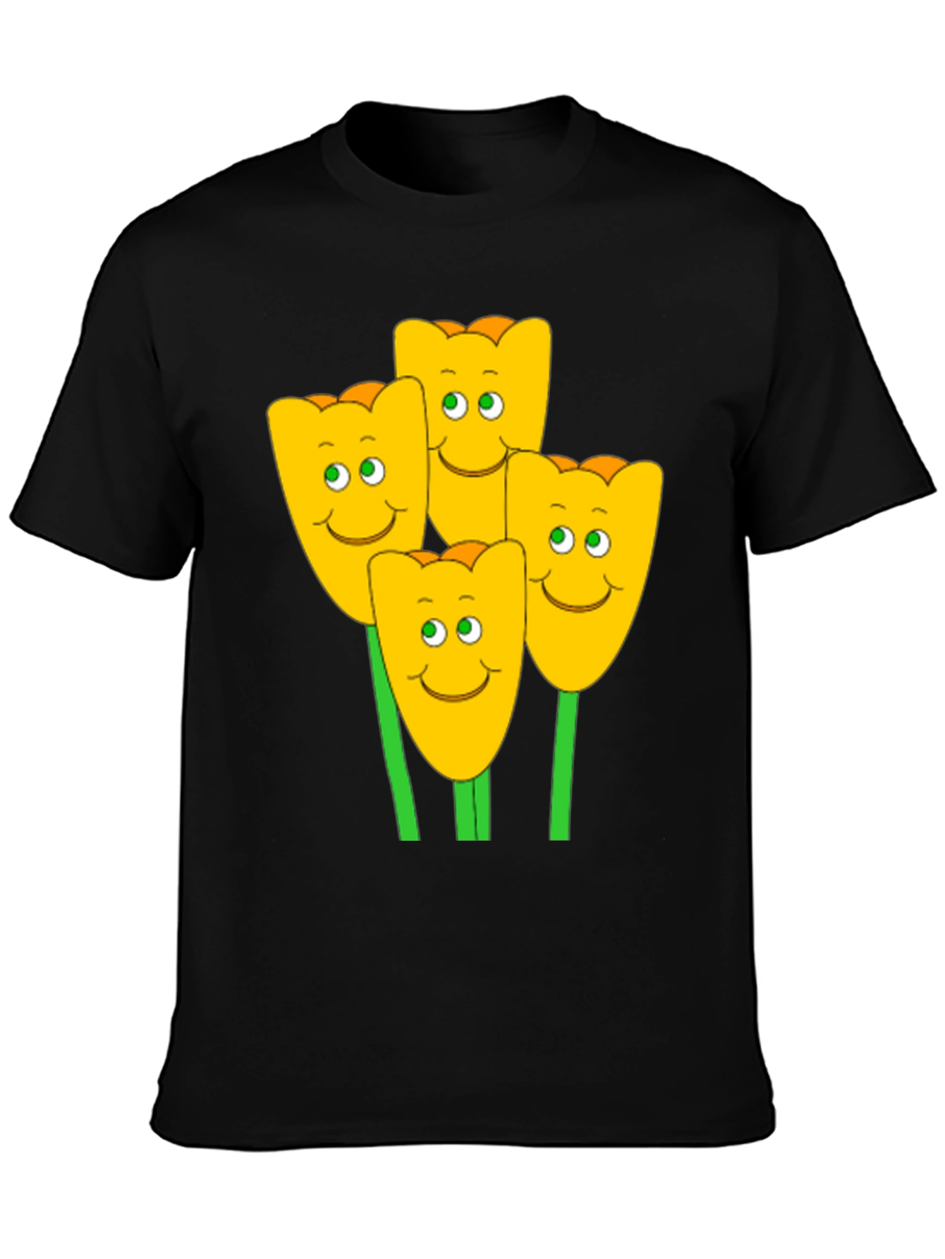 Happy Tulip Graphic T-Shirt - Mens Black Tee